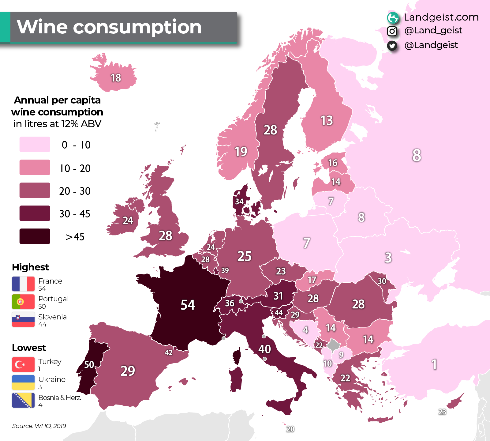 Wine Consumption in Europe Map Wine Consumption in Europe Map