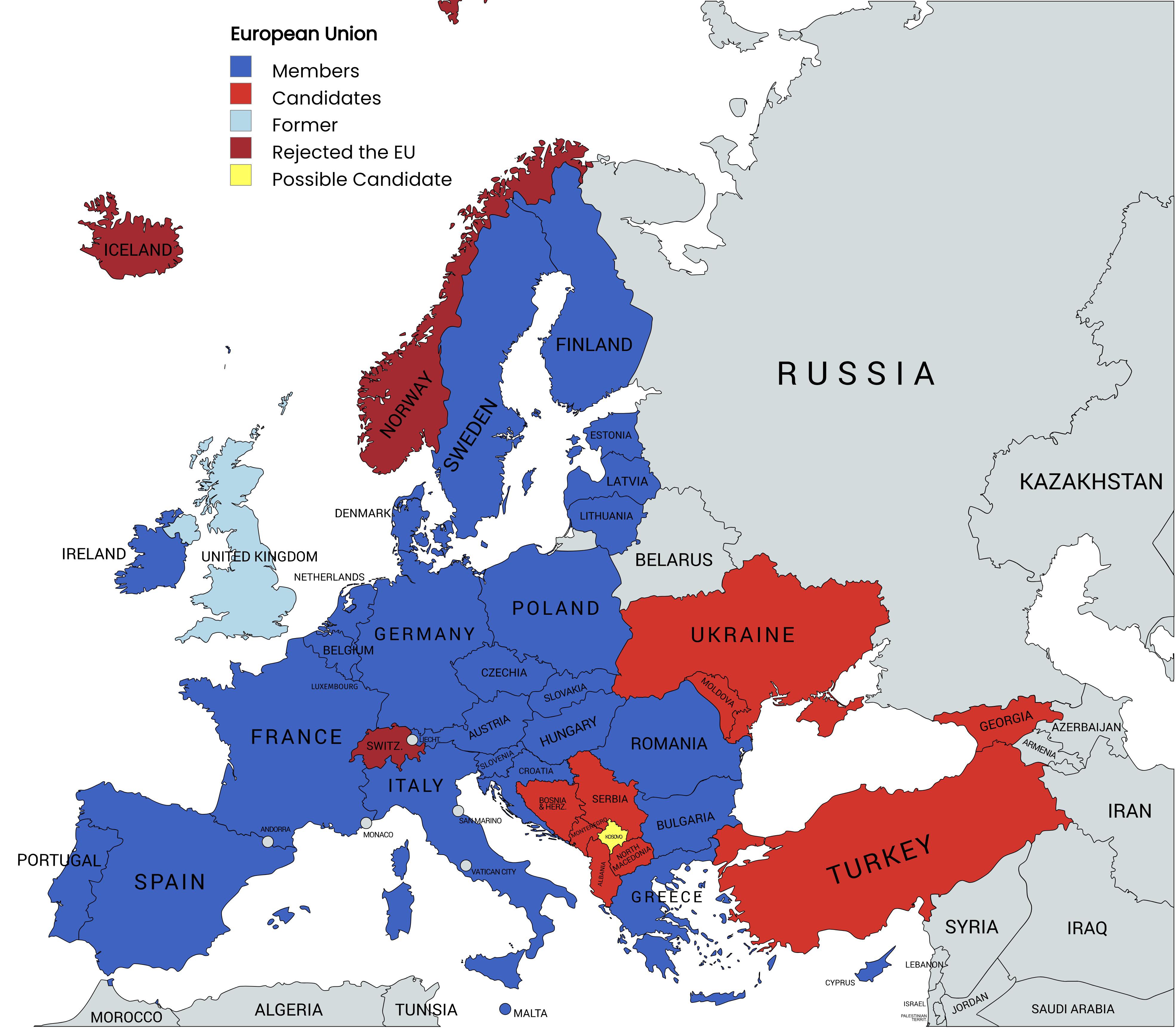 Map of the European Union Member Countries Map of the European Union Member Countries