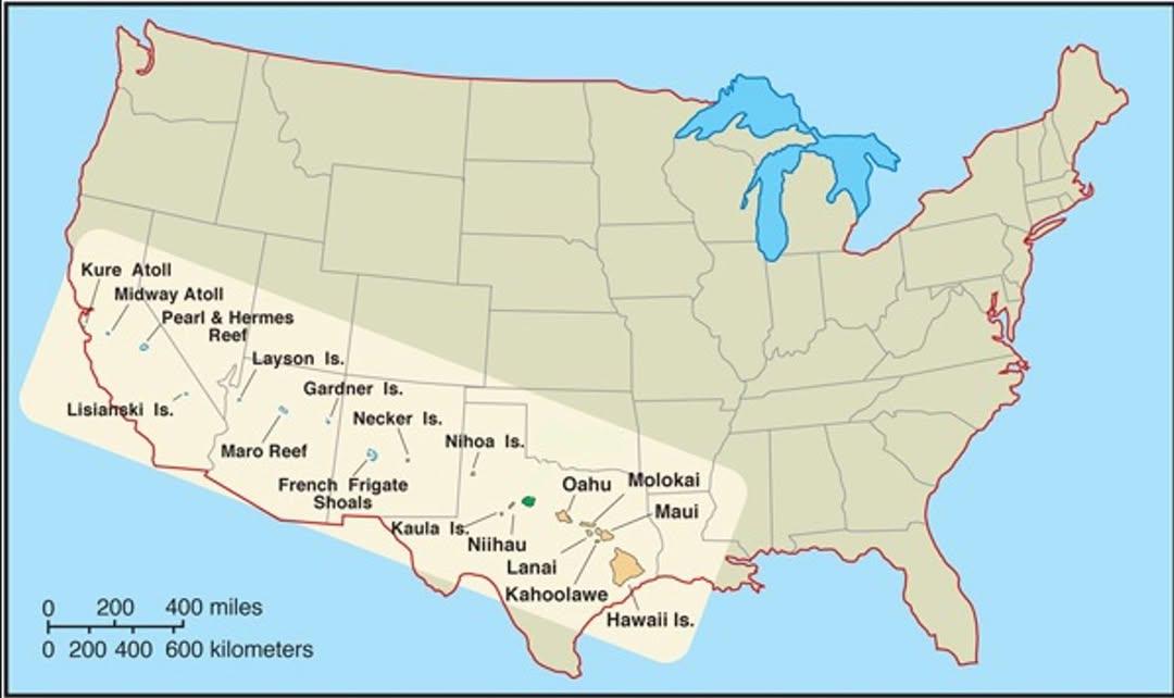Hawaii Size Comparison Map with the United States Hawaii Size Comparison Map with the United States