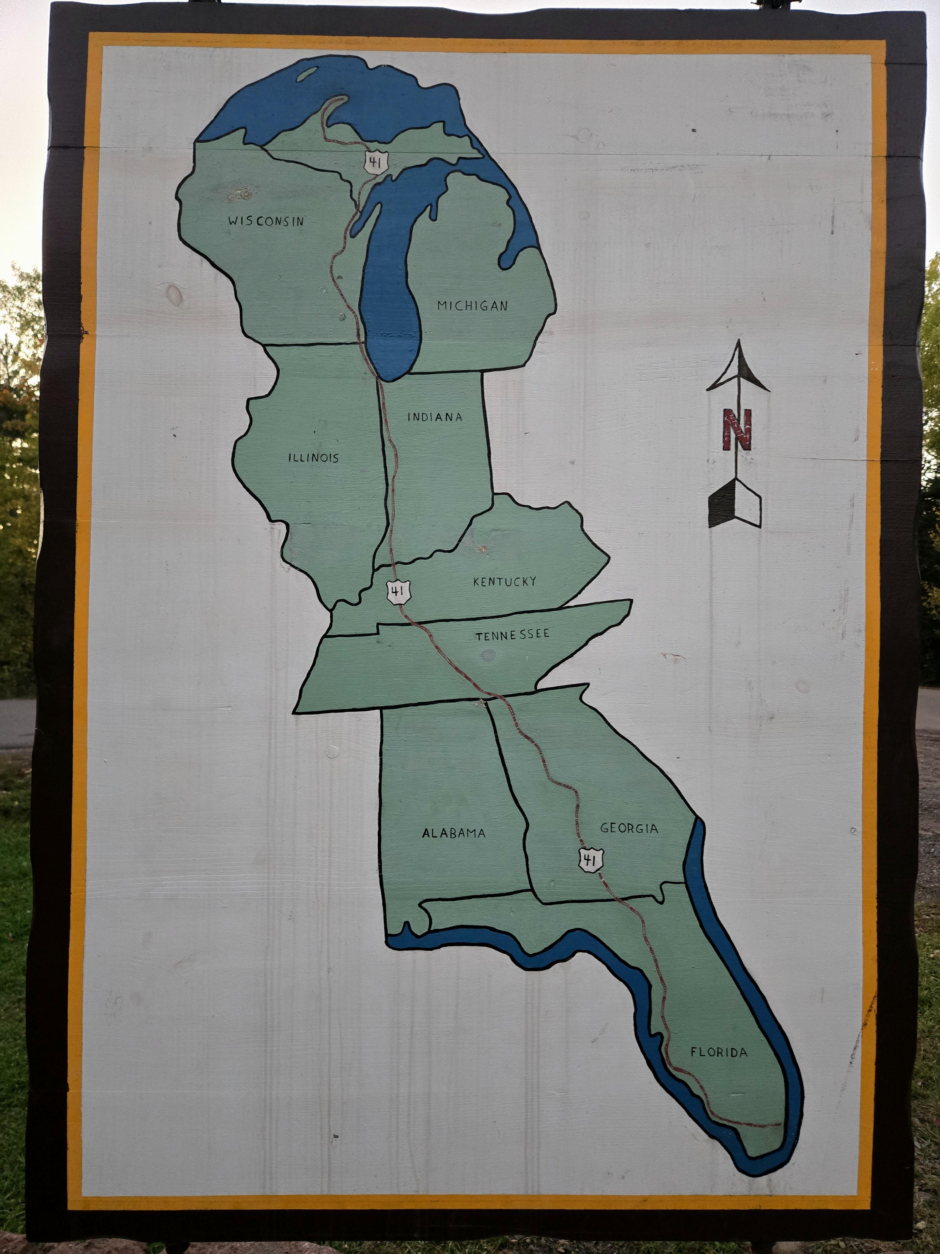 Hand-Painted Map of US Route 41 Hand-Painted Map of US Route 41