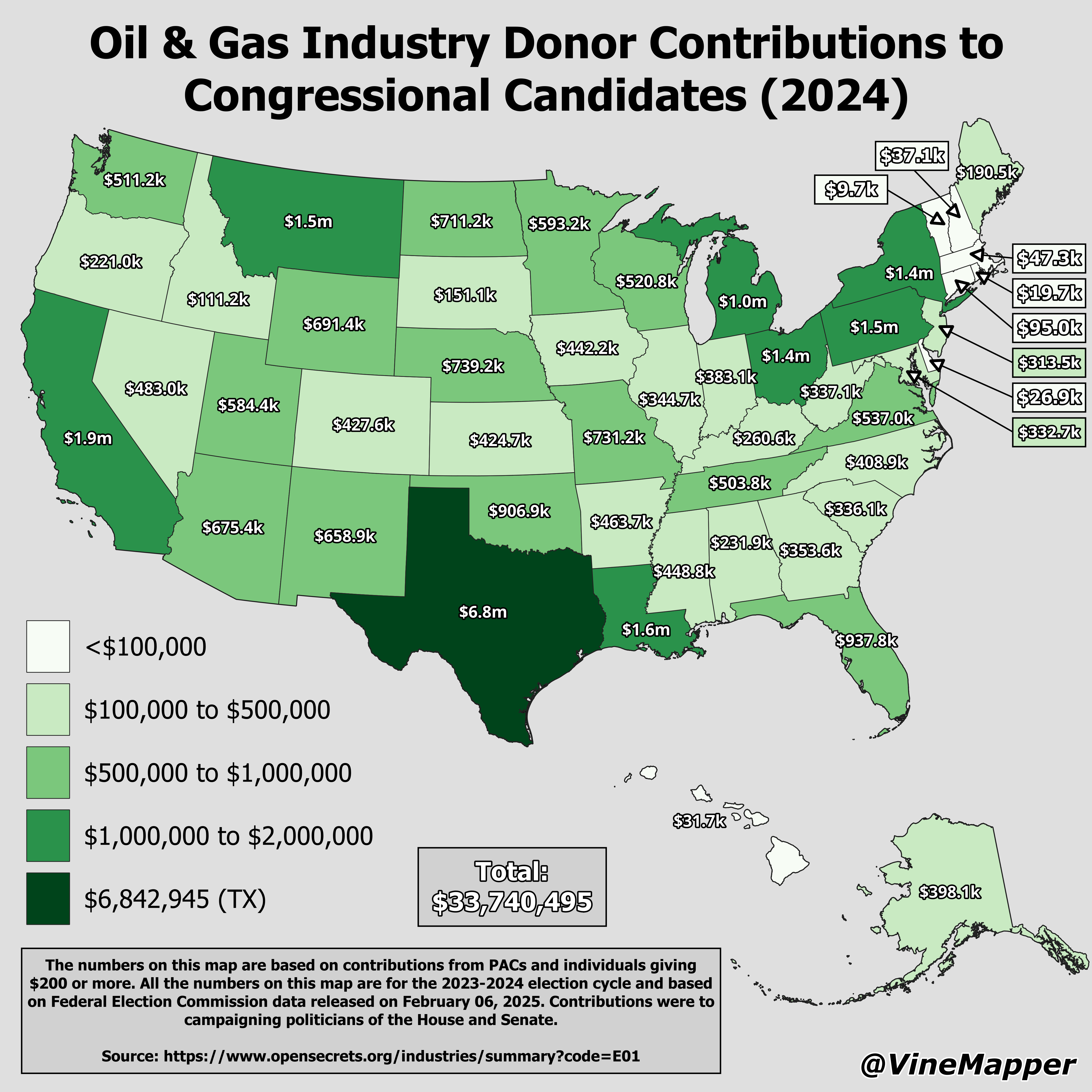 Oil & Gas Industry Donor Contributions Map 2024 Oil & Gas Industry Donor Contributions Map 2024