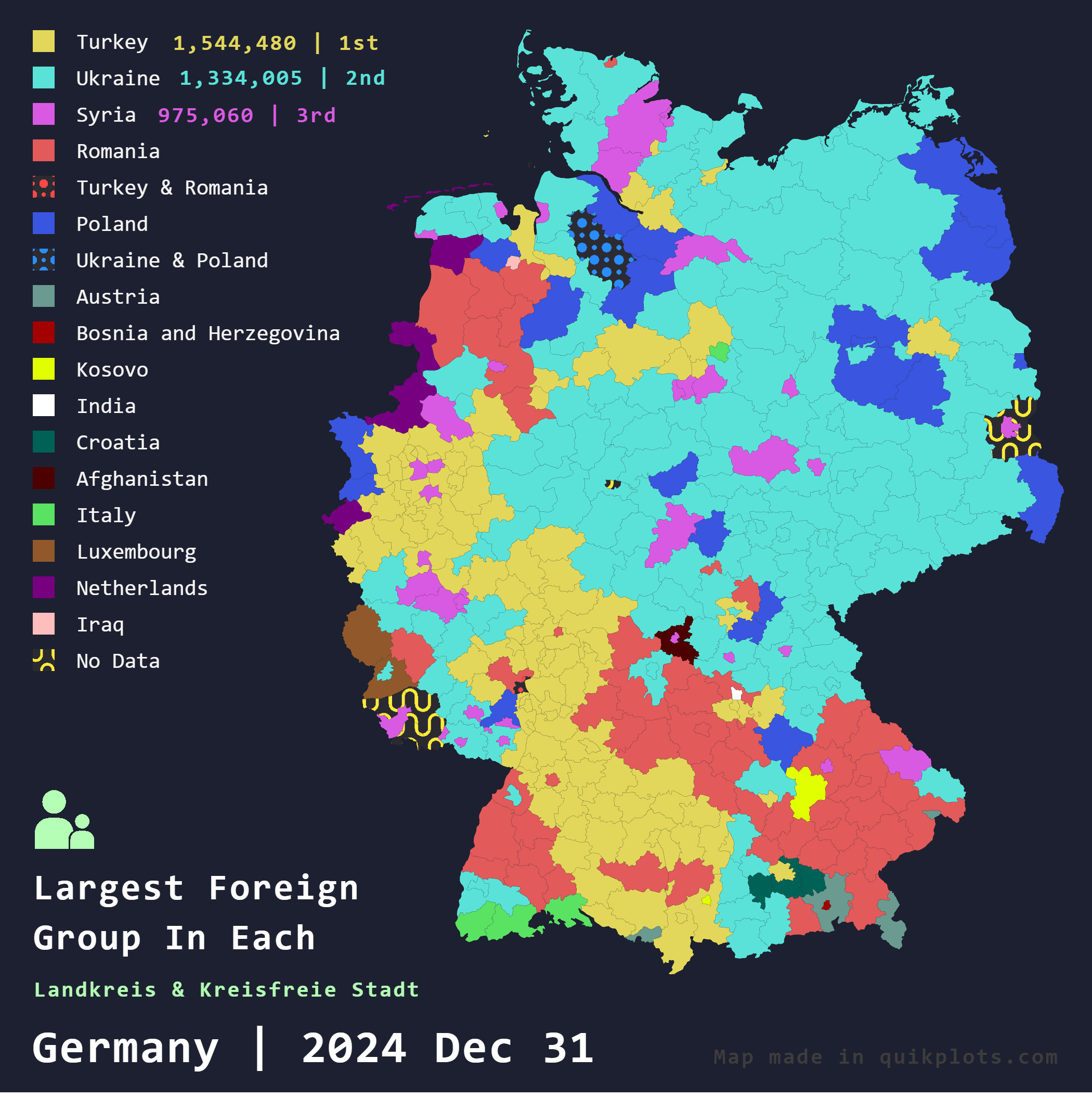 Largest Foreign Groups in Germany Map Largest Foreign Groups in Germany Map
