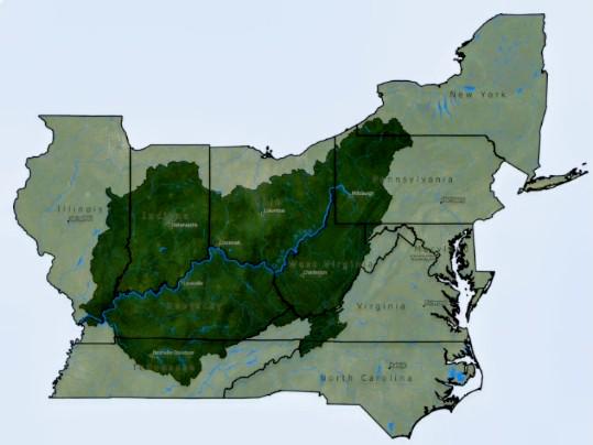 Ohio River Valley Map with State Boundaries Ohio River Valley Map with State Boundaries