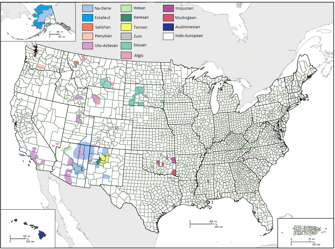 Indigenous Languages Families Distribution in the U.S. Map Indigenous Languages Families Distribution in the U.S. Map