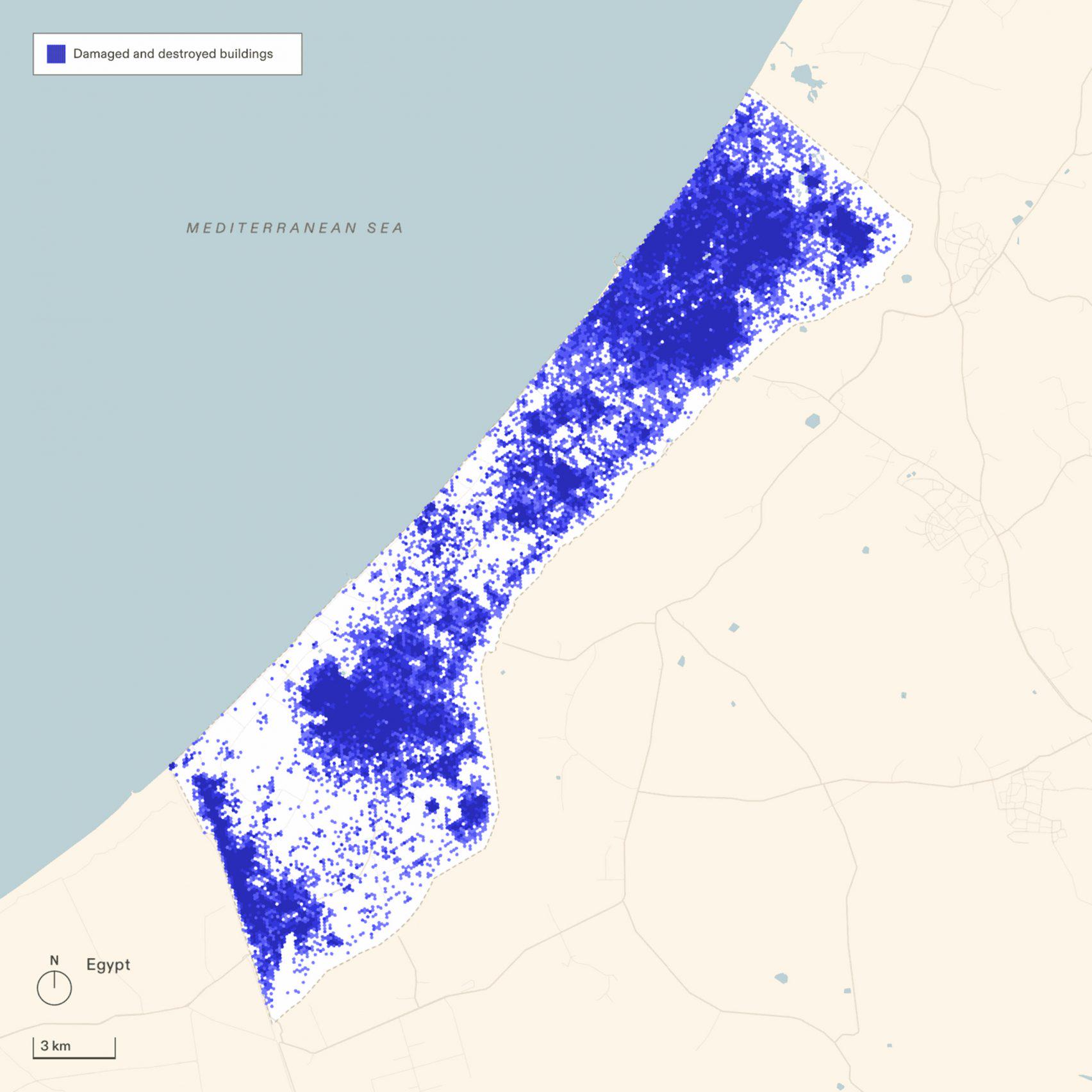 Map of Damaged and Destroyed Buildings in Gaza Map of Damaged and Destroyed Buildings in Gaza