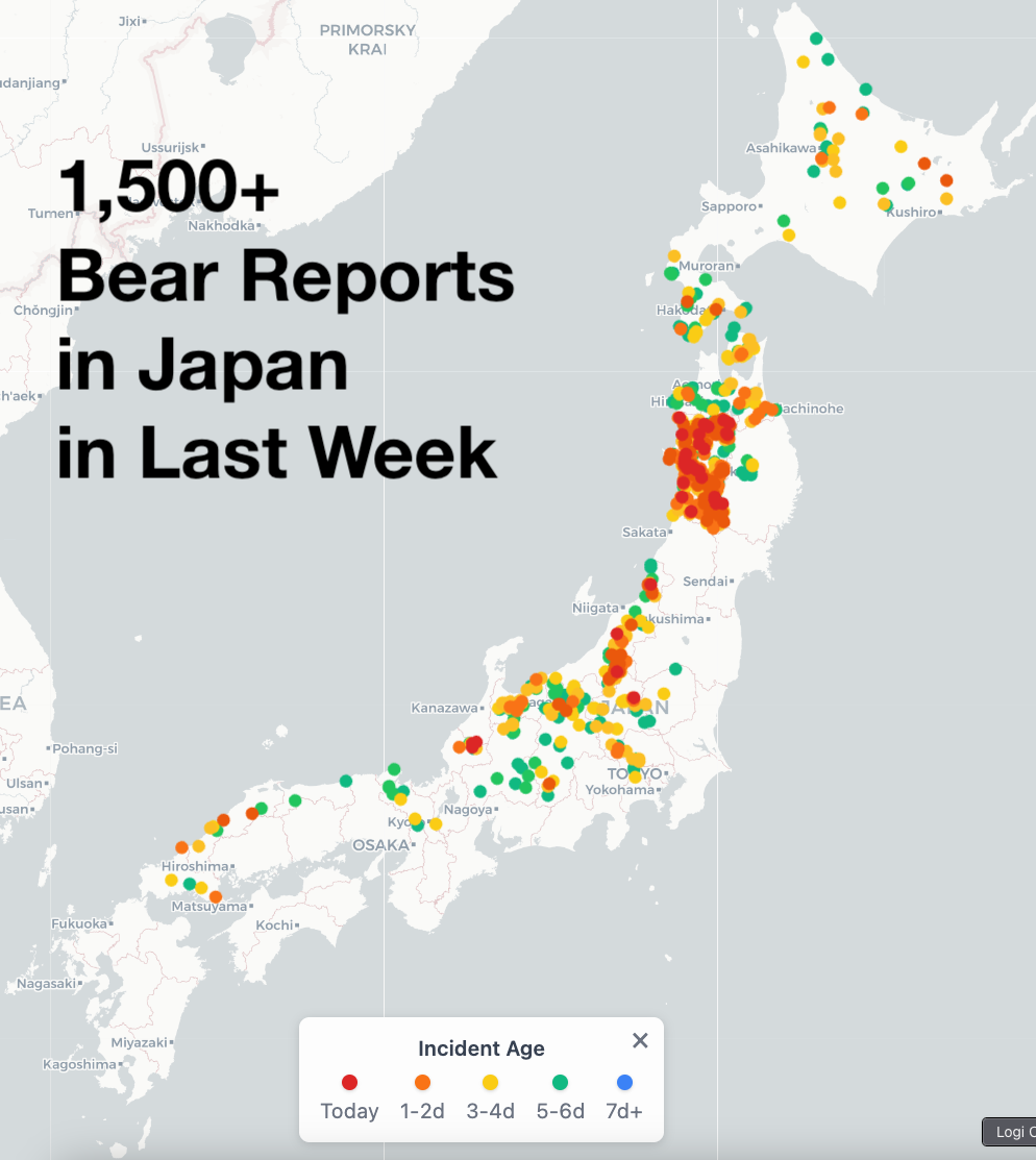 Bear Activity in Japan Map 2025 Bear Activity in Japan Map 2025