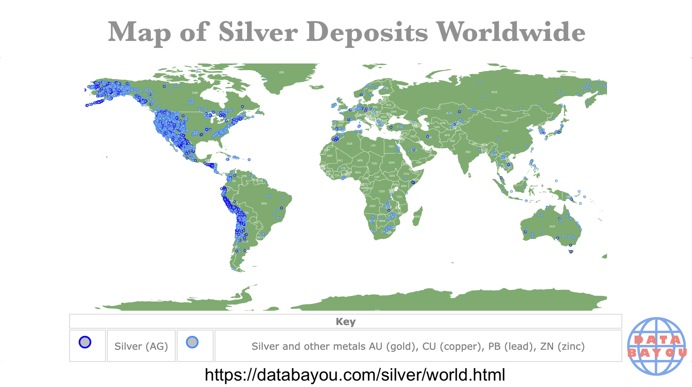 Map of Silver Deposits Worldwide Map of Silver Deposits Worldwide