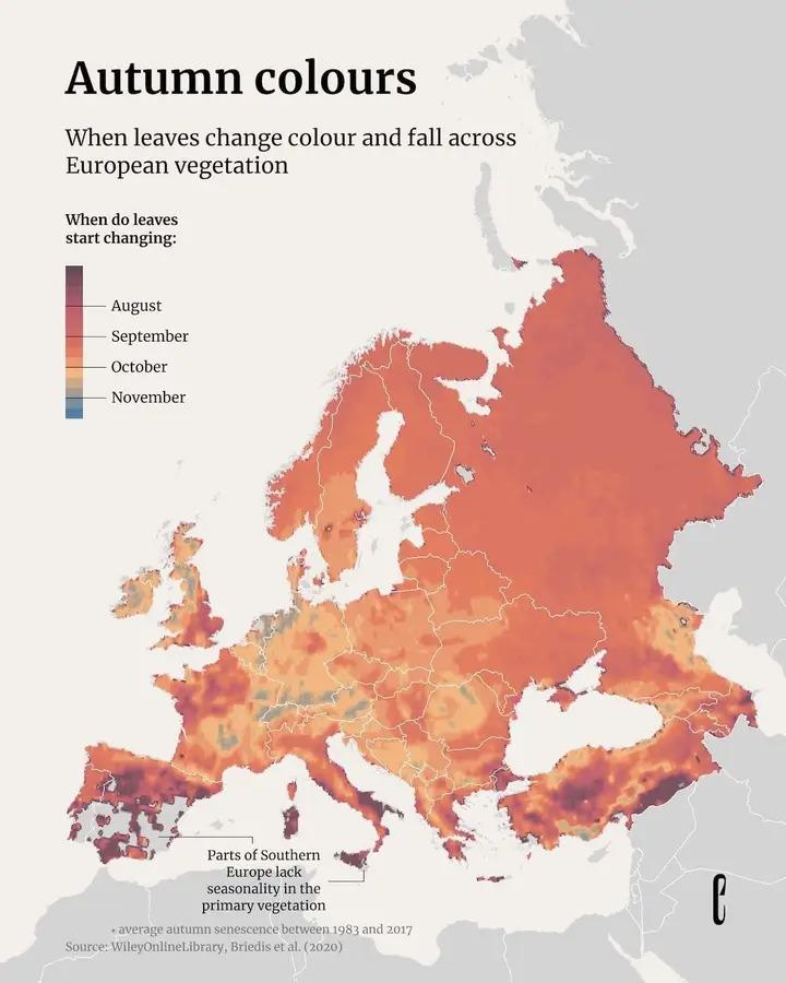 Autumn Leaf Color Change Map of Europe Autumn Leaf Color Change Map of Europe