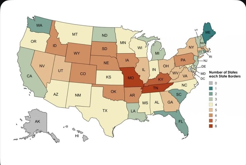 State Borders Map: How Many States Border Yours? State Borders Map: How Many States Border Yours?