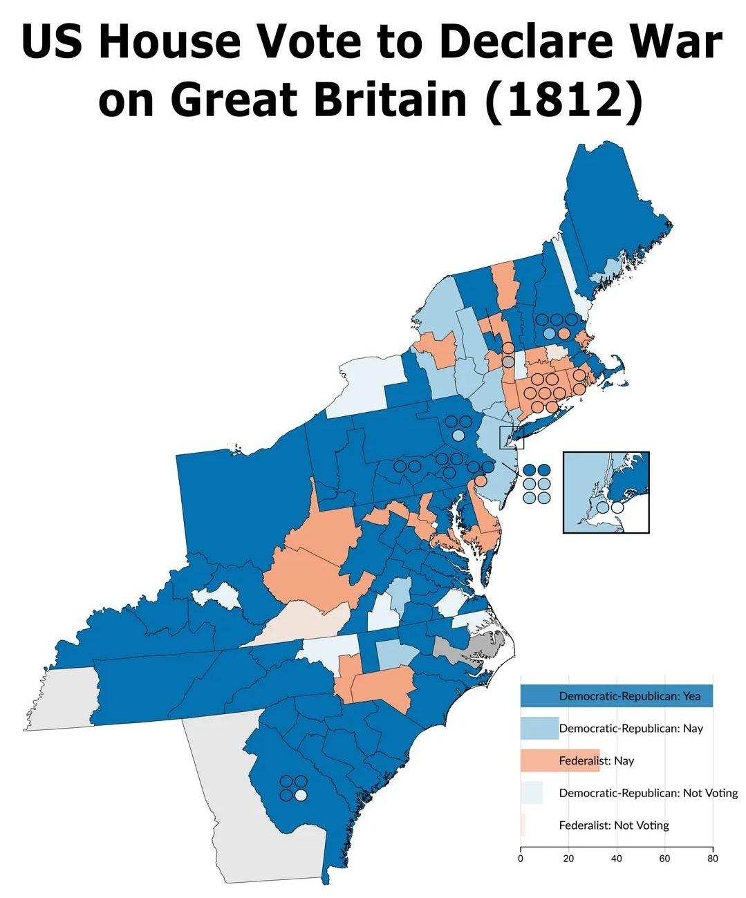 Congress Voting on Declaring War Map 1812 Congress Voting on Declaring War Map 1812