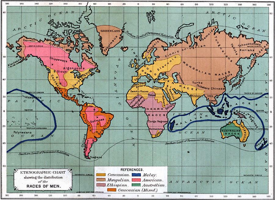 Races of Men Map 1891 Races of Men Map 1891