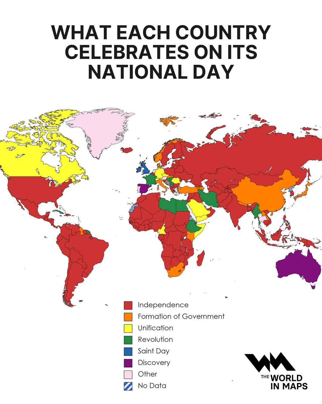 National Day Celebrations by Country Map National Day Celebrations by Country Map