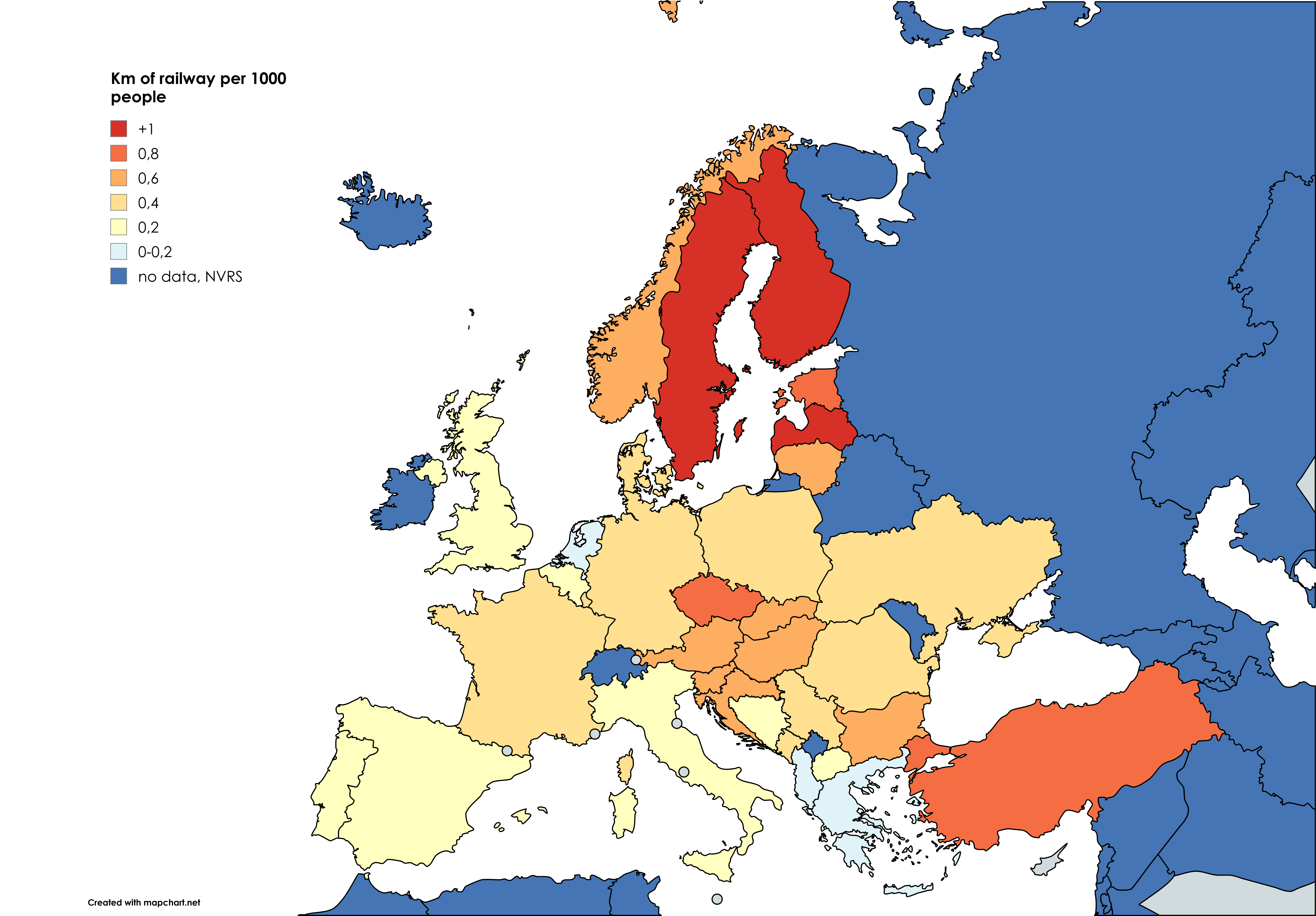 Rail Infrastructure Density Map of Europe Rail Infrastructure Density Map of Europe