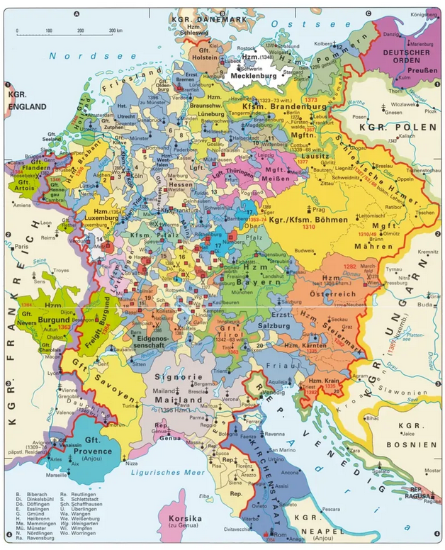 Map of the Holy Roman Empire in 1387 Map of the Holy Roman Empire in 1387