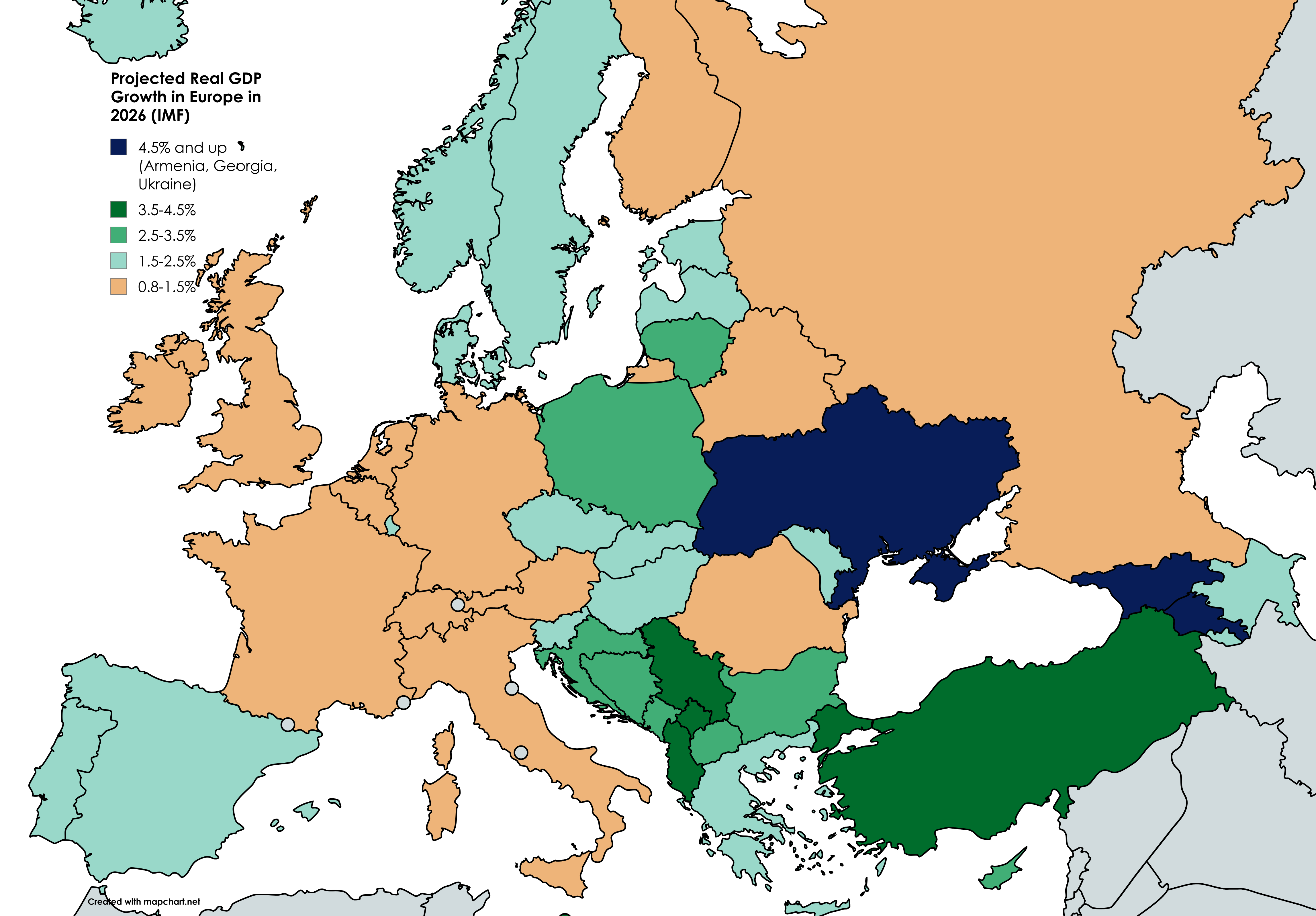 Projected Real GDP Growth Map in Europe 2026 Projected Real GDP Growth Map in Europe 2026