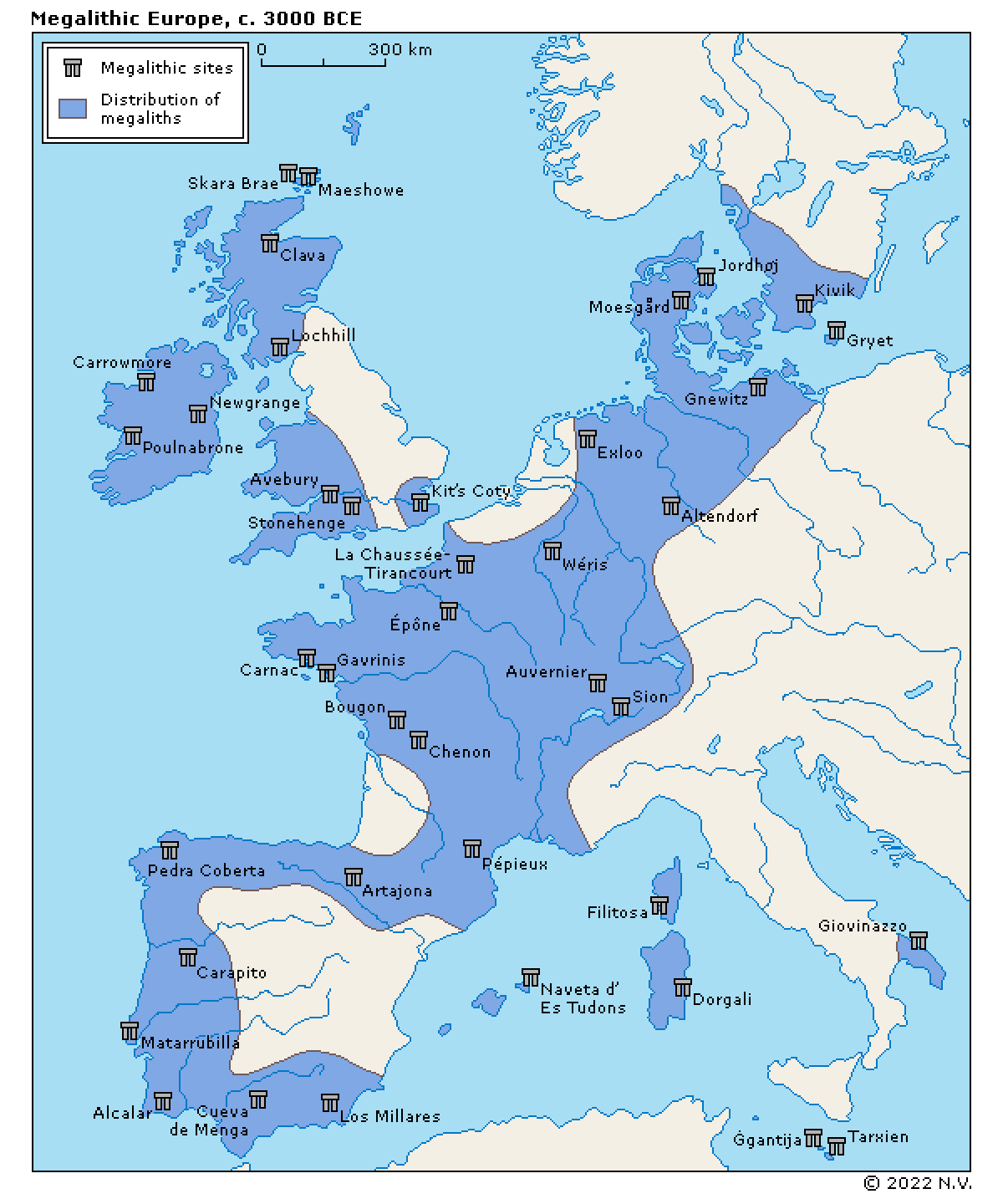 Megalithic Sites Distribution Map of Western Europe 3000 BCE Megalithic Sites Distribution Map of Western Europe 3000 BCE