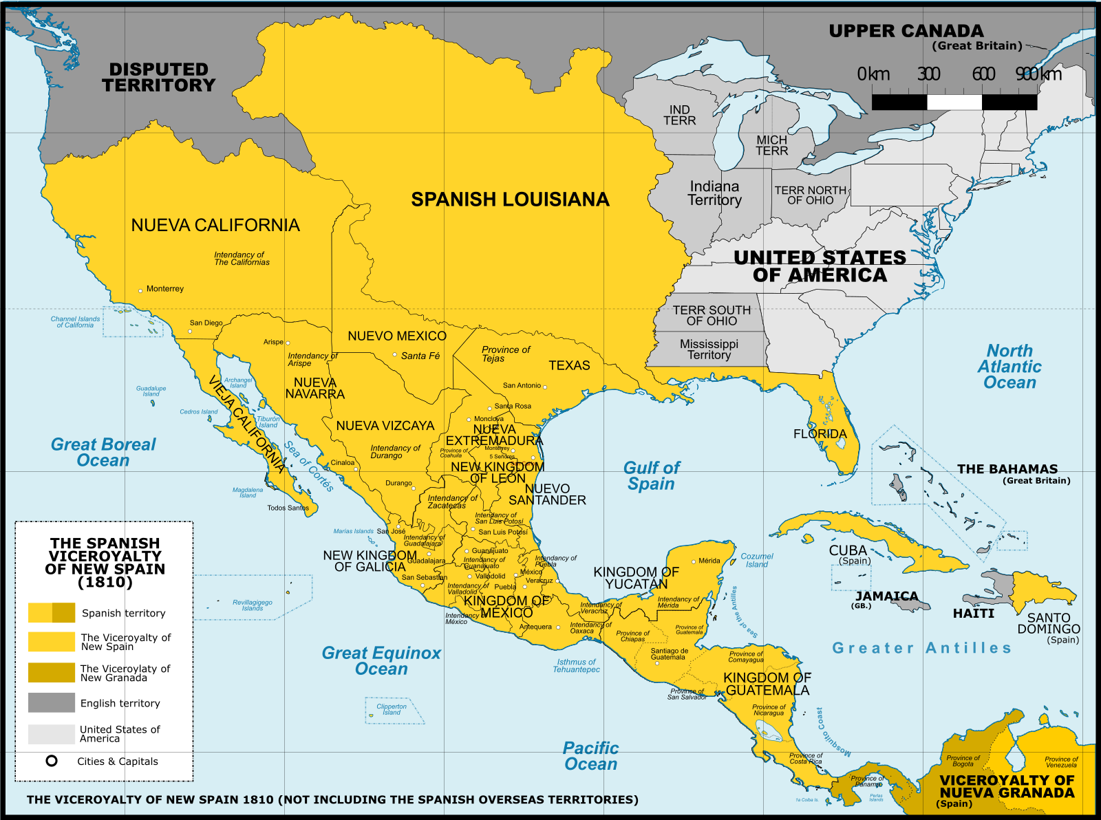 Maximum Territorial Extent of New Spain Map Maximum Territorial Extent of New Spain Map