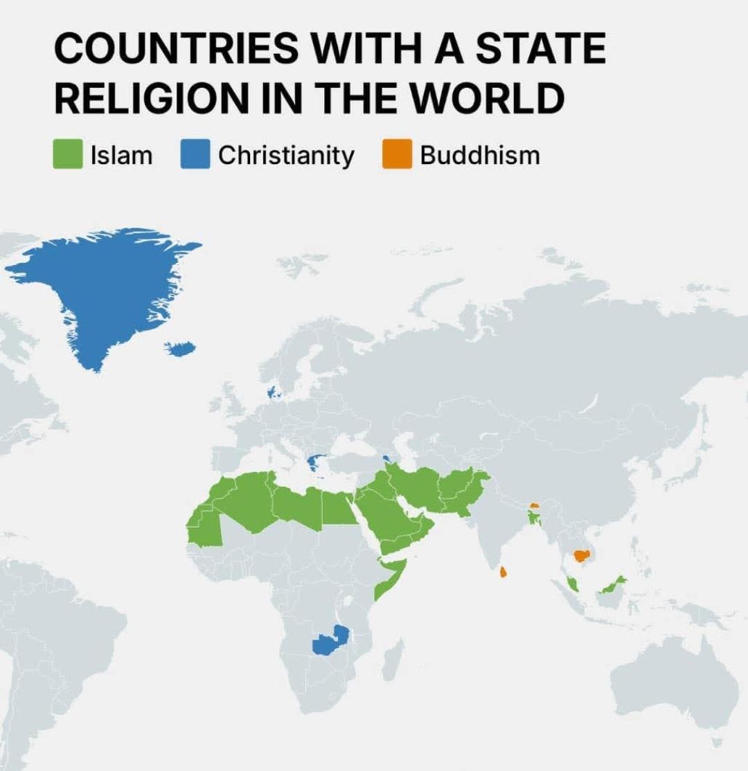 Countries with Official State Religion Map Countries with Official State Religion Map