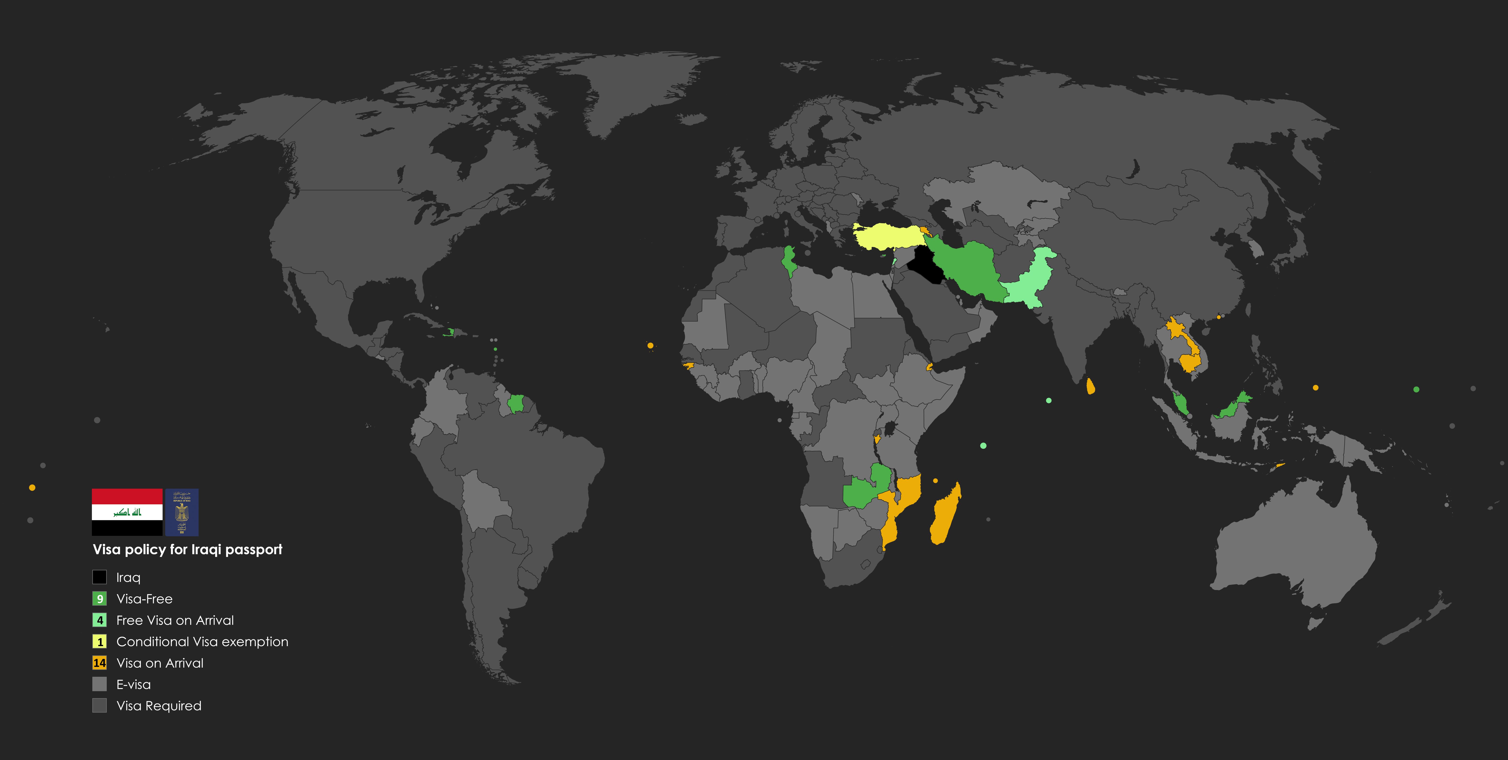 Iraq Passport Power Map Iraq Passport Power Map