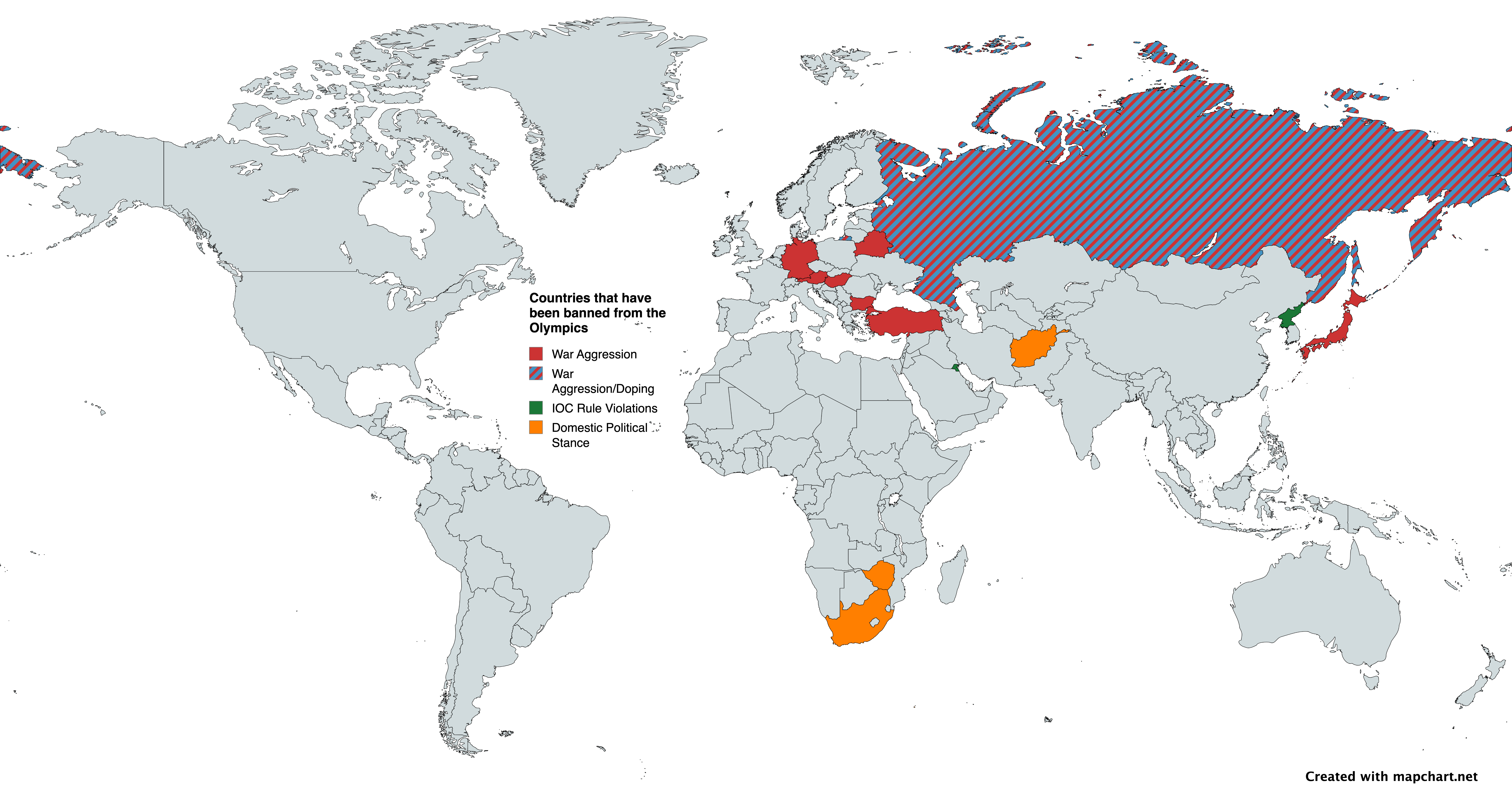 Countries Banned from the Modern Olympic Games Map Countries Banned from the Modern Olympic Games Map
