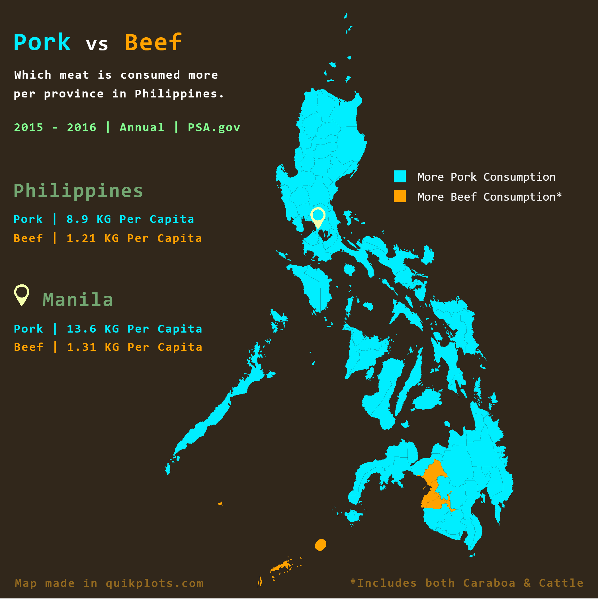 Pork Vs Beef Consumption in the Philippines Map Pork Vs Beef Consumption in the Philippines Map