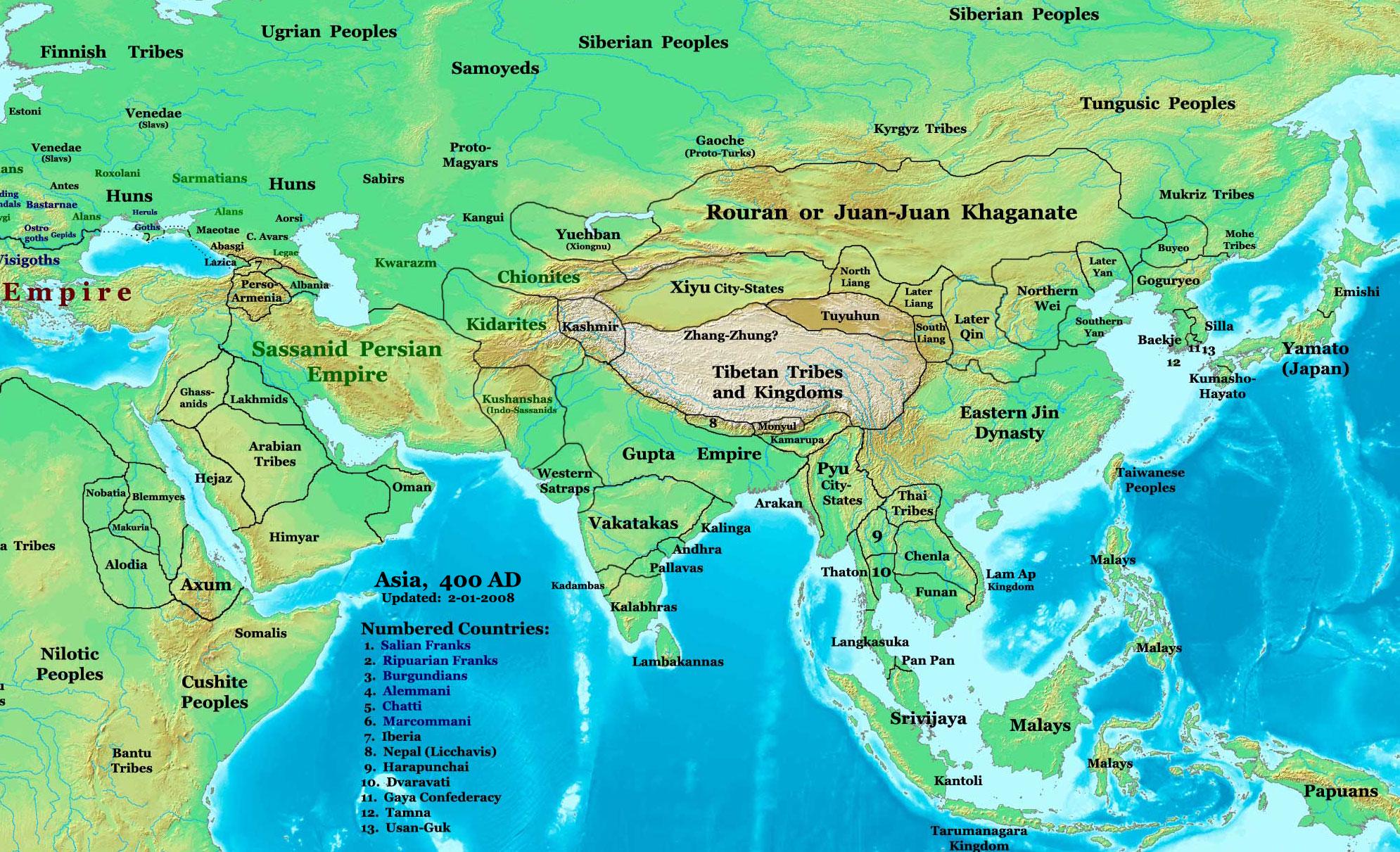 Geopolitical Map of Asia, 400 CE Geopolitical Map of Asia, 400 CE