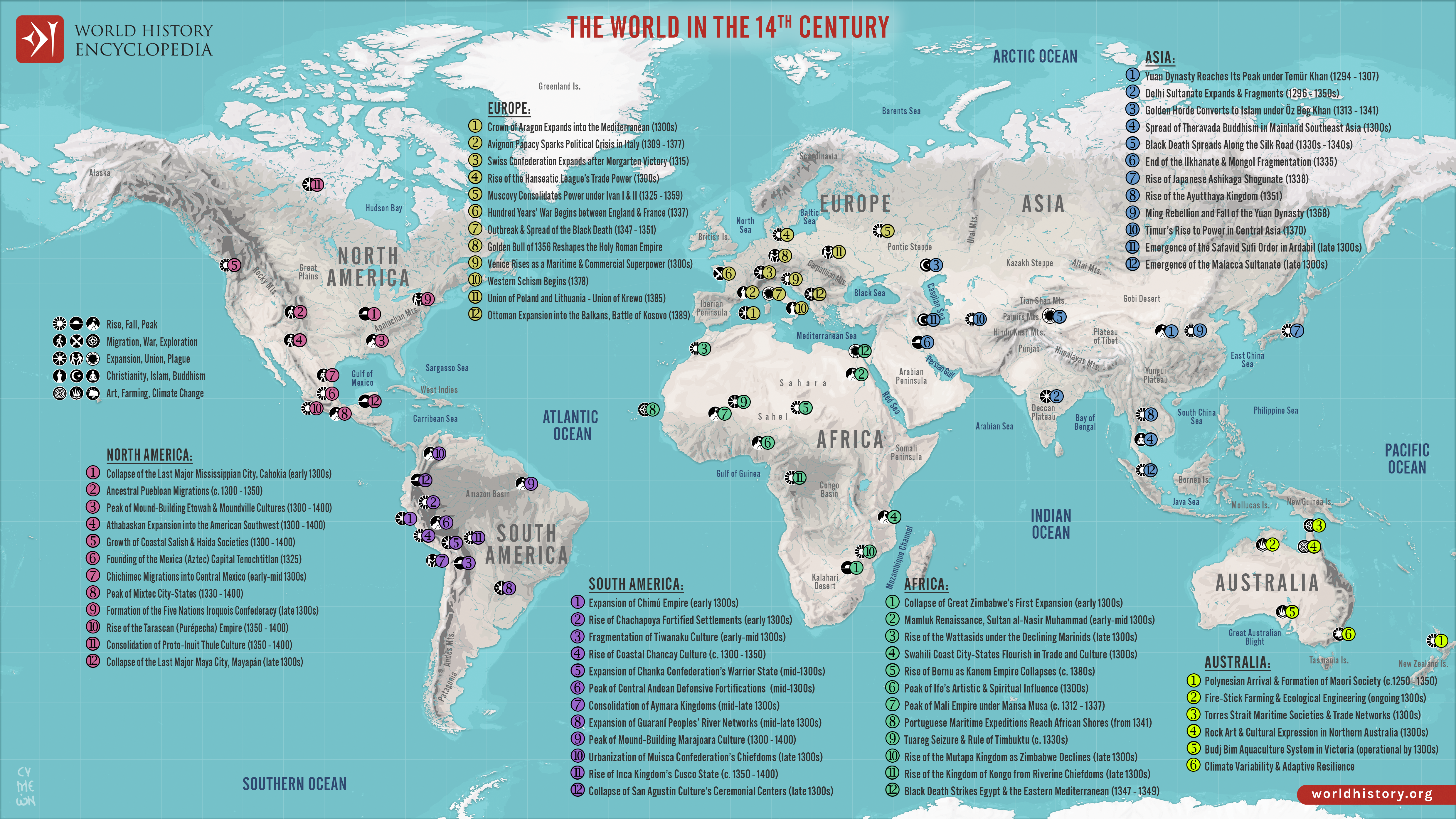 World Events in the 14th Century Map World Events in the 14th Century Map