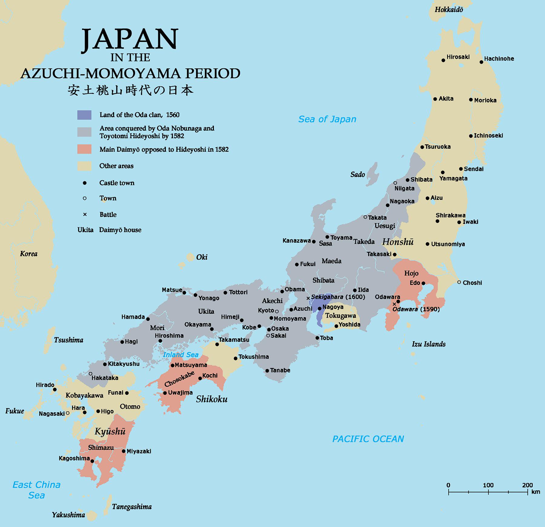 Japan during Azuchi-Momoyama Period Map Japan during Azuchi-Momoyama Period Map
