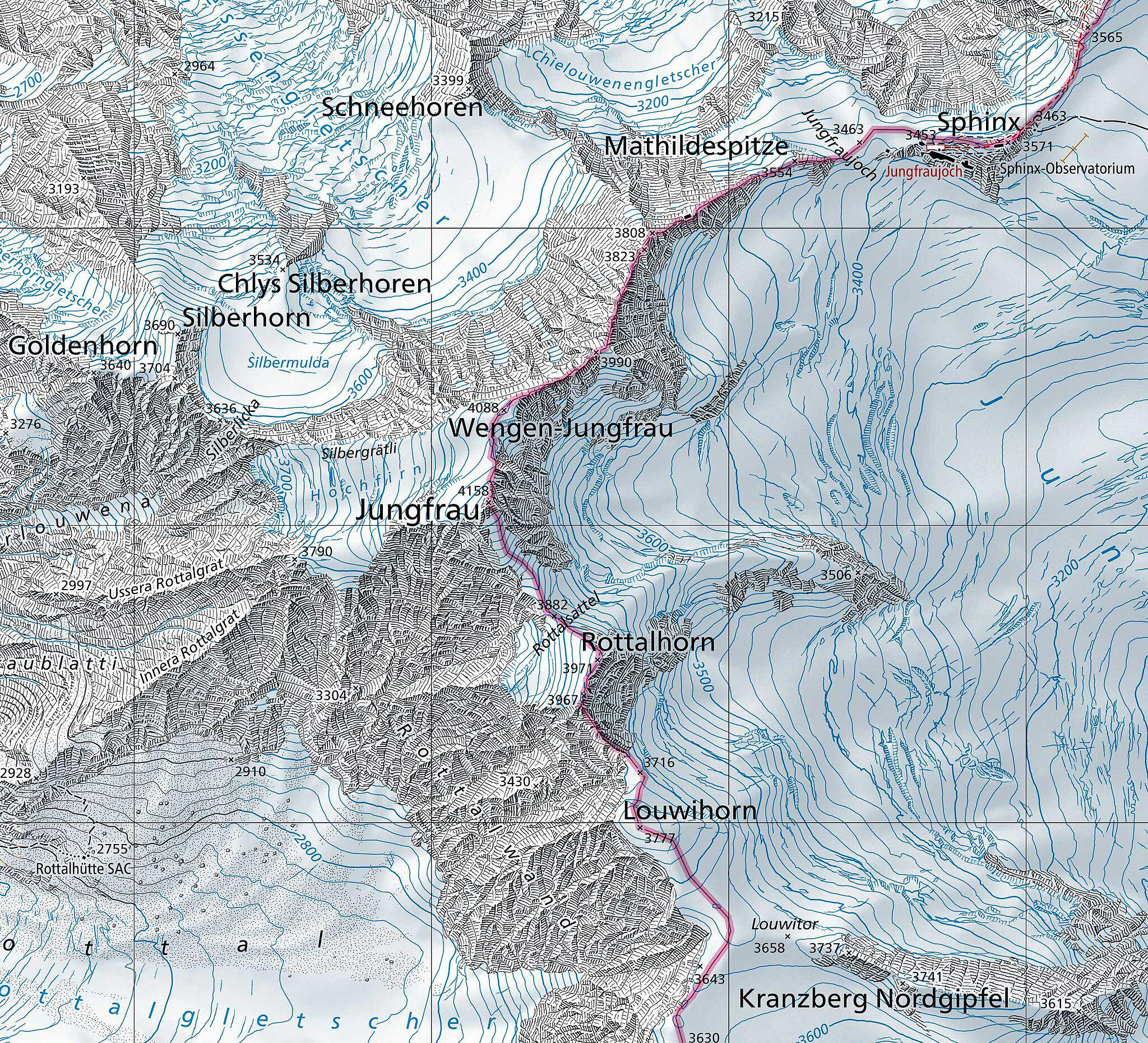 Map of the Jungfrau Mountain and Switzerland's Highest Railway Map of the Jungfrau Mountain and Switzerland's Highest Railway