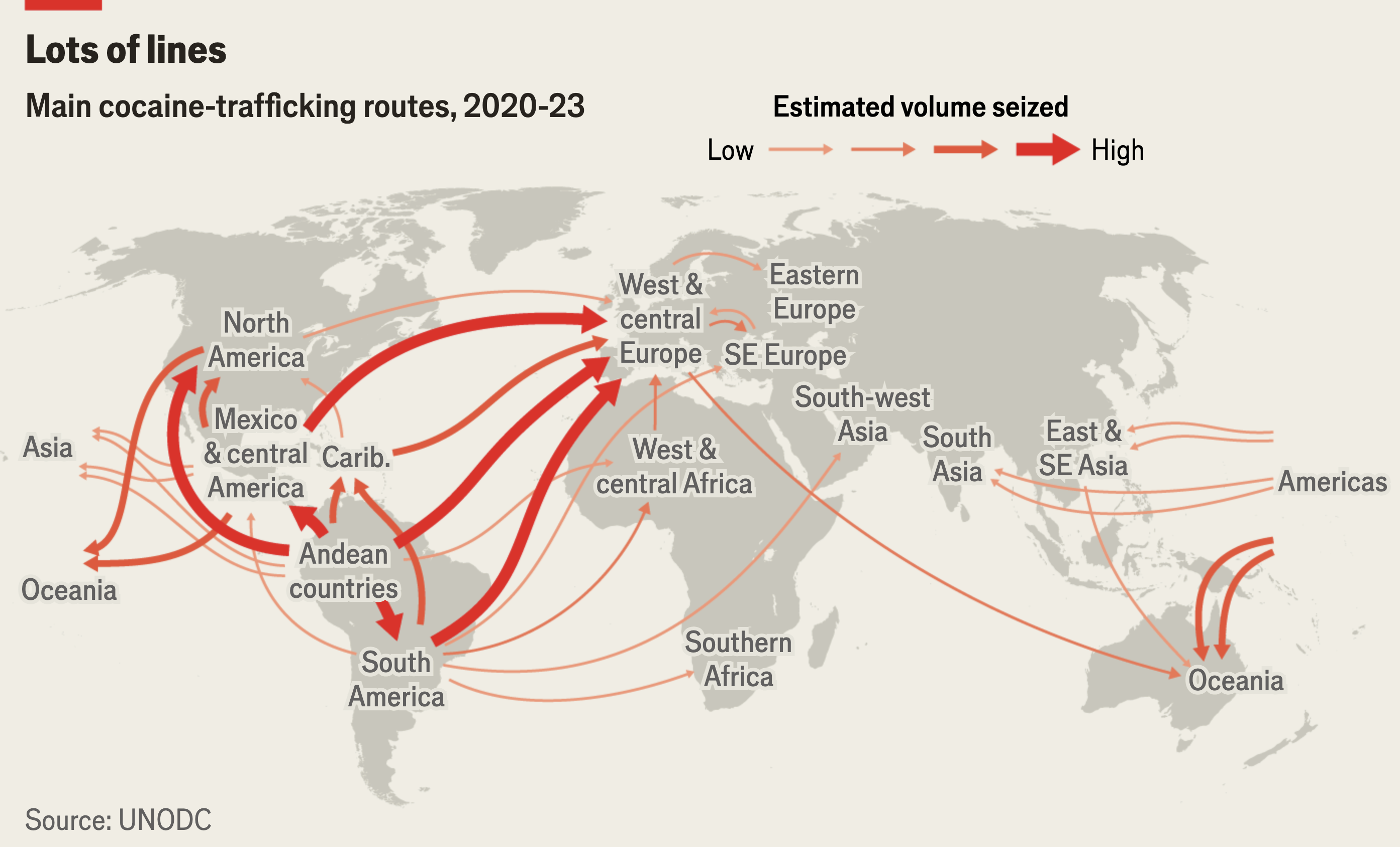 Cocaine Trafficking Routes Map (2020-2023) Cocaine Trafficking Routes Map (2020-2023)