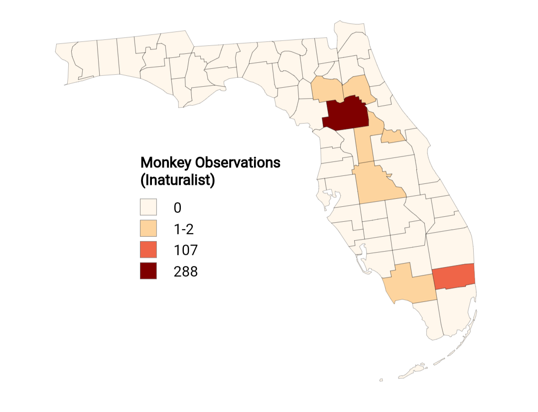 Invasive Monkeys in Florida Map Invasive Monkeys in Florida Map