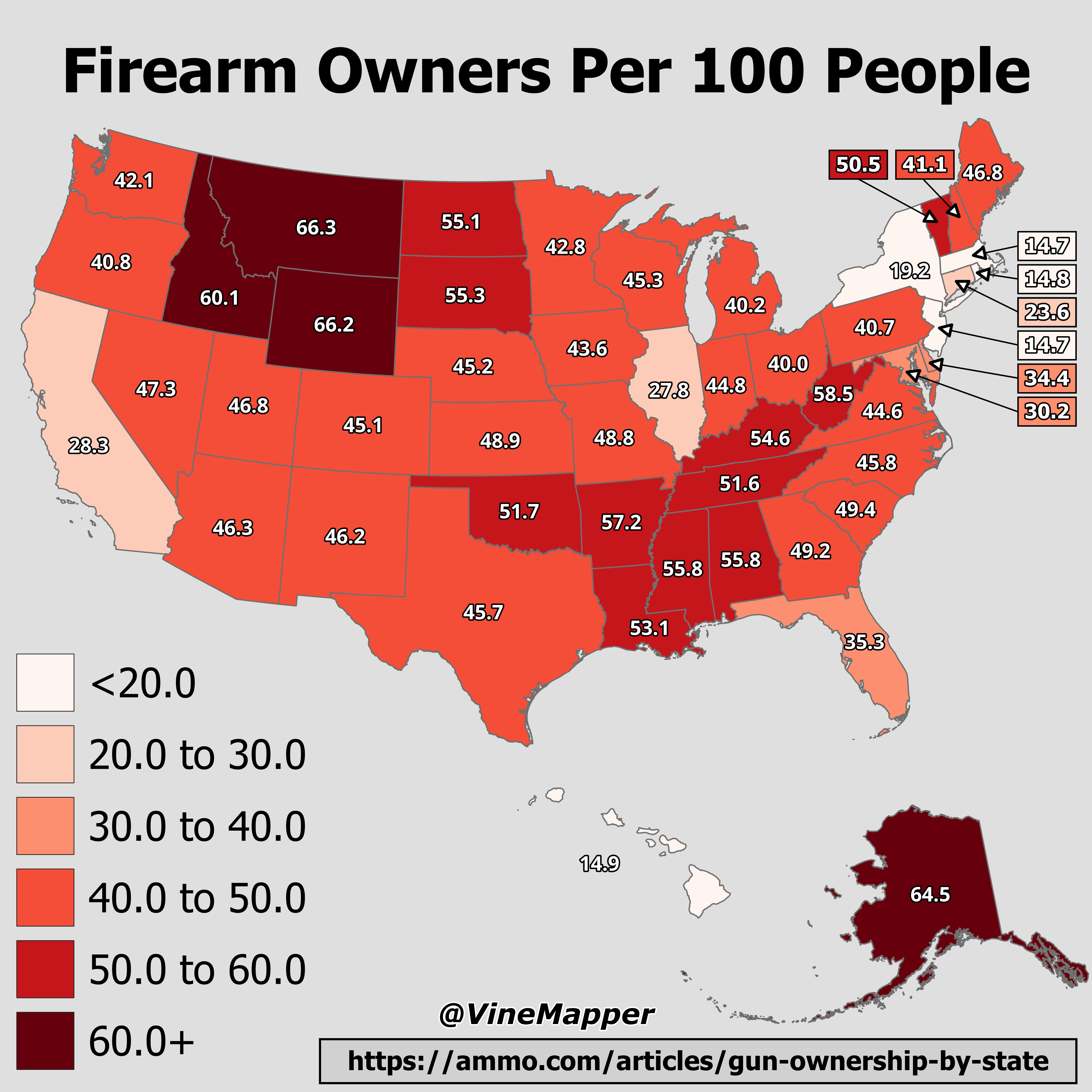 Firearm Owners Per 100 People Map Firearm Owners Per 100 People Map