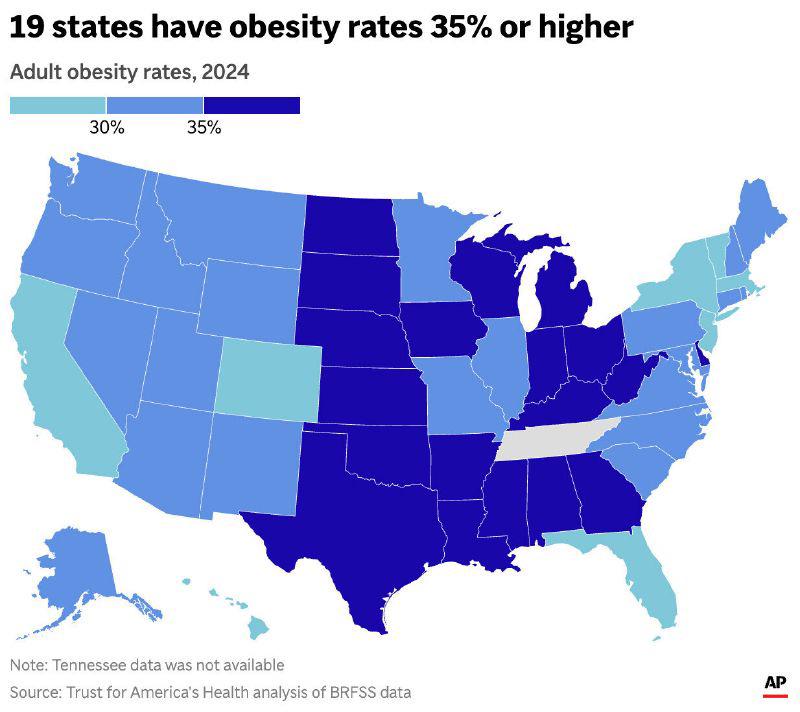 2024 US Obesity Rates Map 2024 US Obesity Rates Map