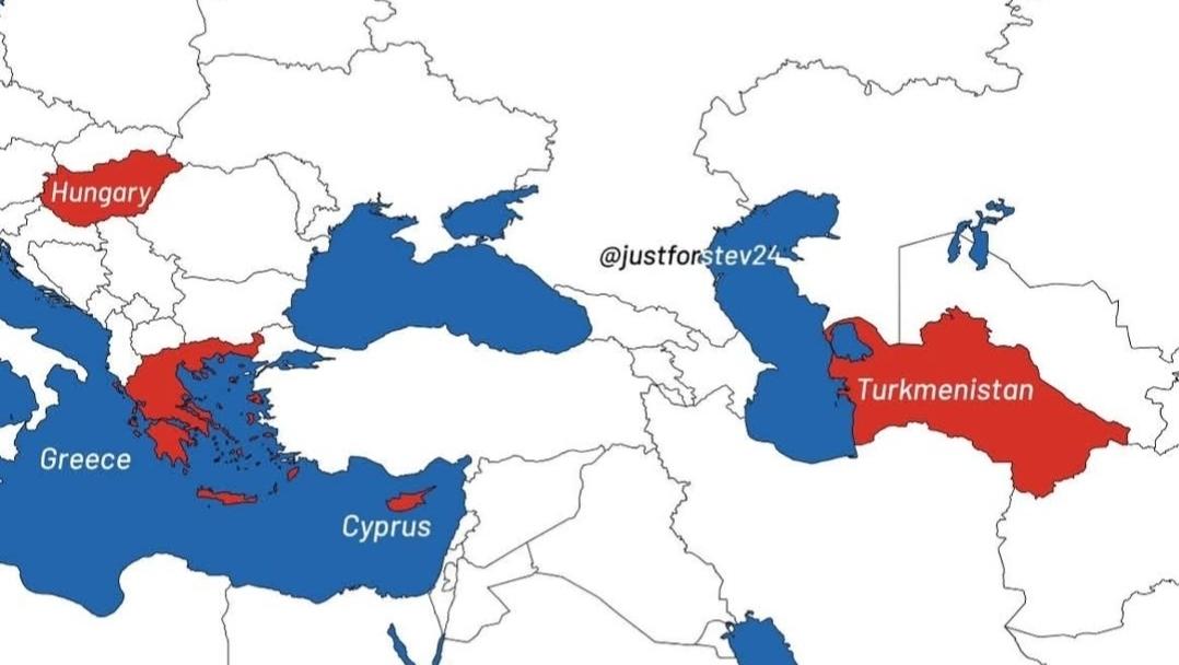 Map of Countries with 'Turk' in National Anthems Map of Countries with 'Turk' in National Anthems