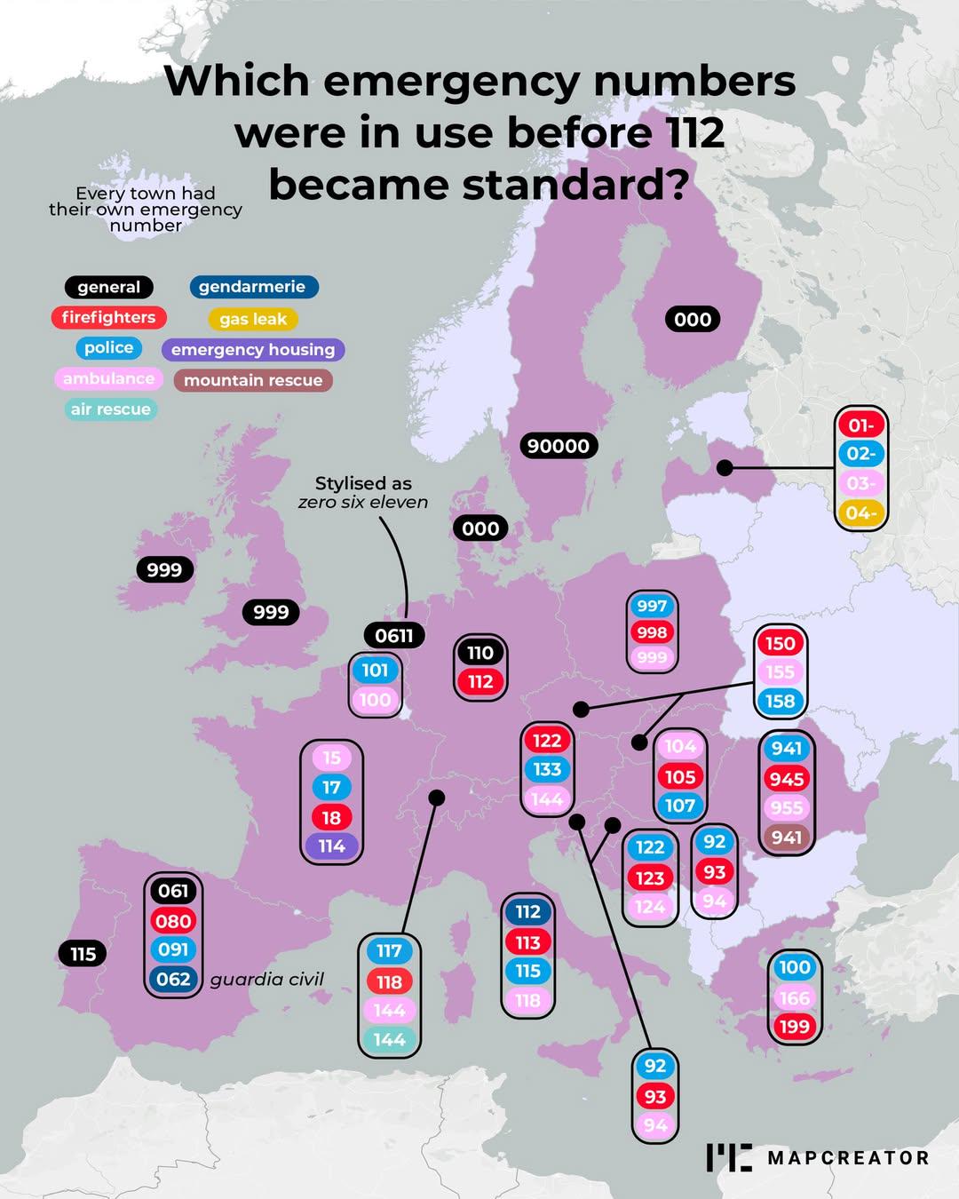 Emergency Numbers Before 112 Standardization Map Emergency Numbers Before 112 Standardization Map