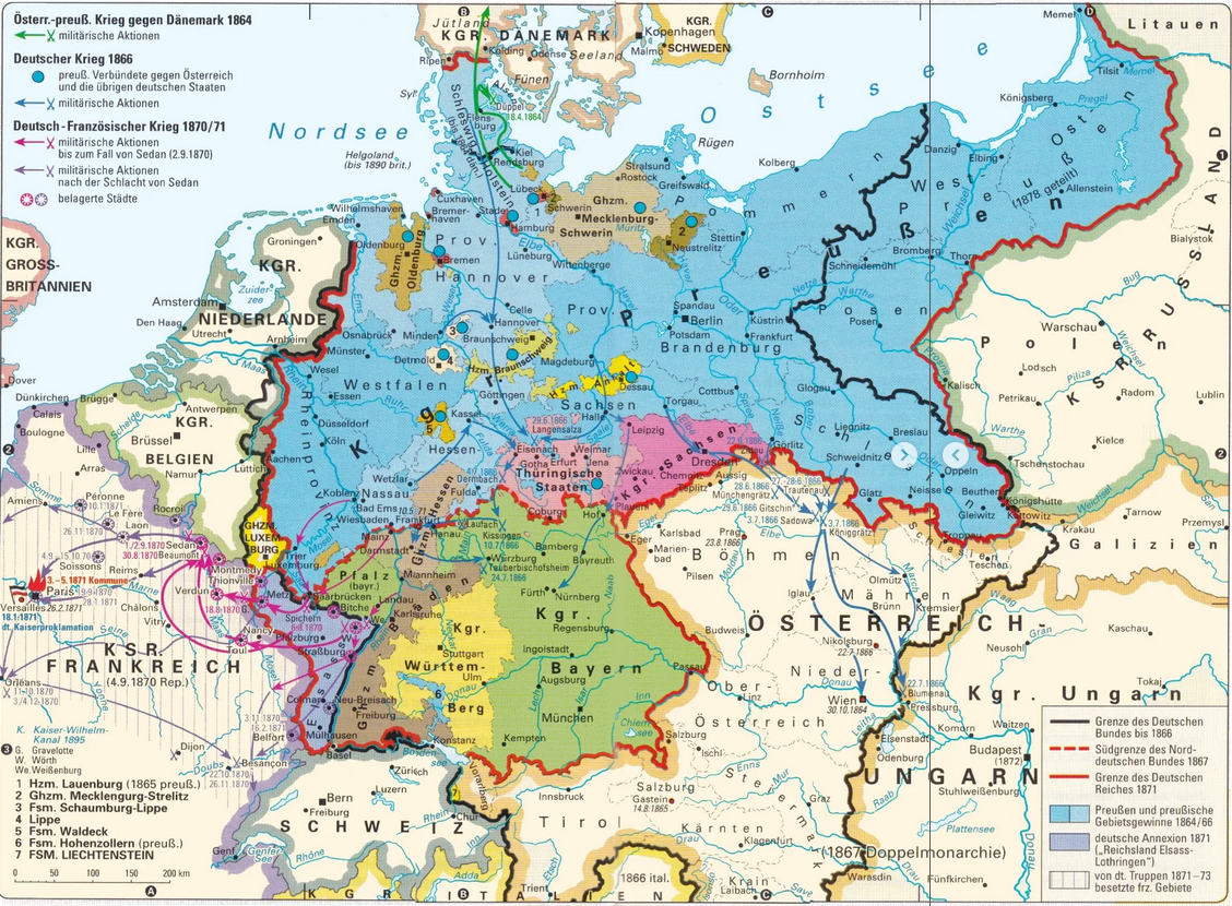 Map of the Three Wars of German Unification