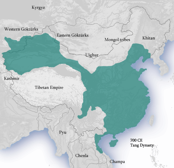 Tang China 700 CE Map During Empress Wu Zetian Tang China 700 CE Map During Empress Wu Zetian