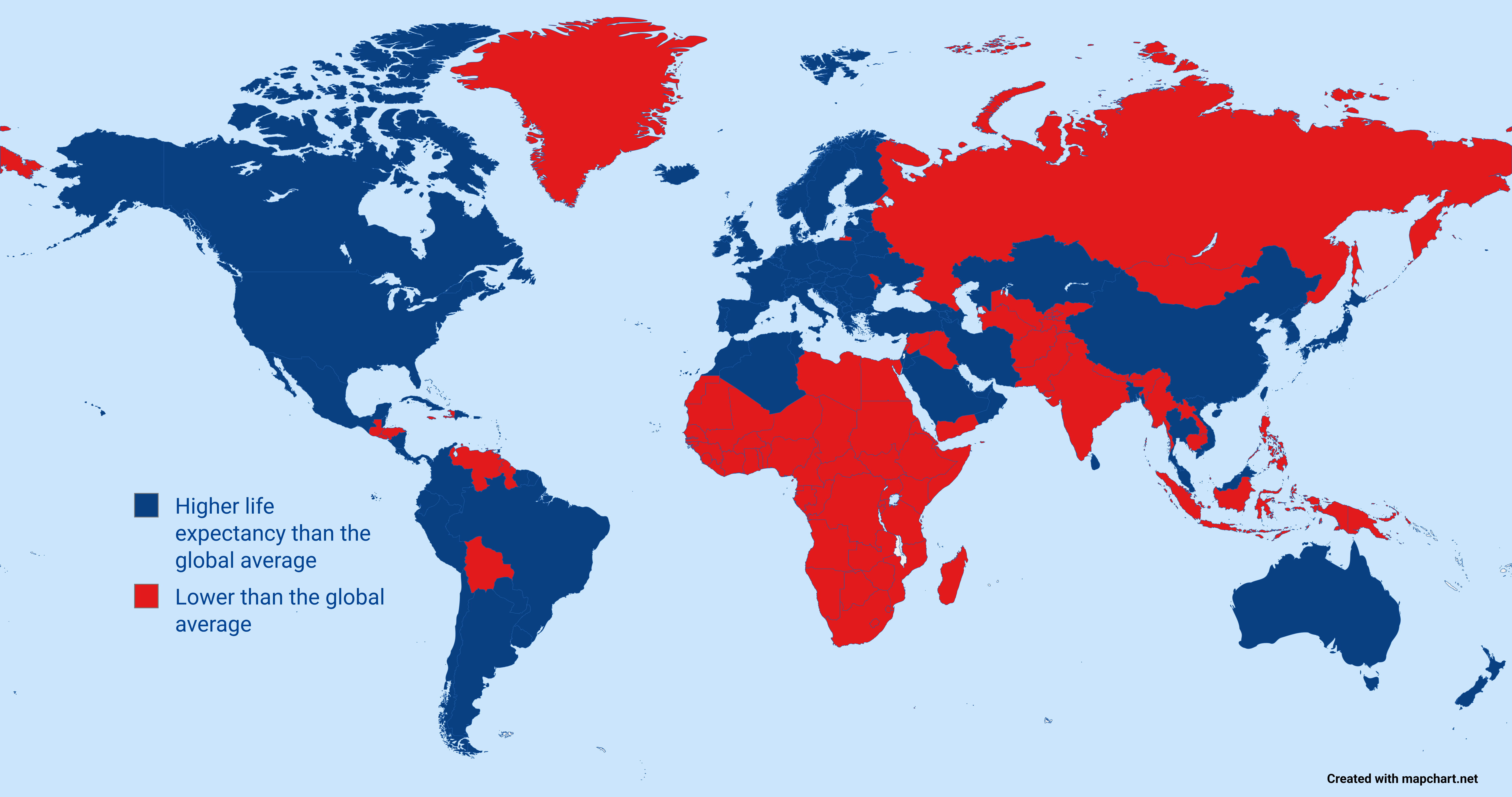 Life Expectancy Compared to Global Average Map Life Expectancy Compared to Global Average Map