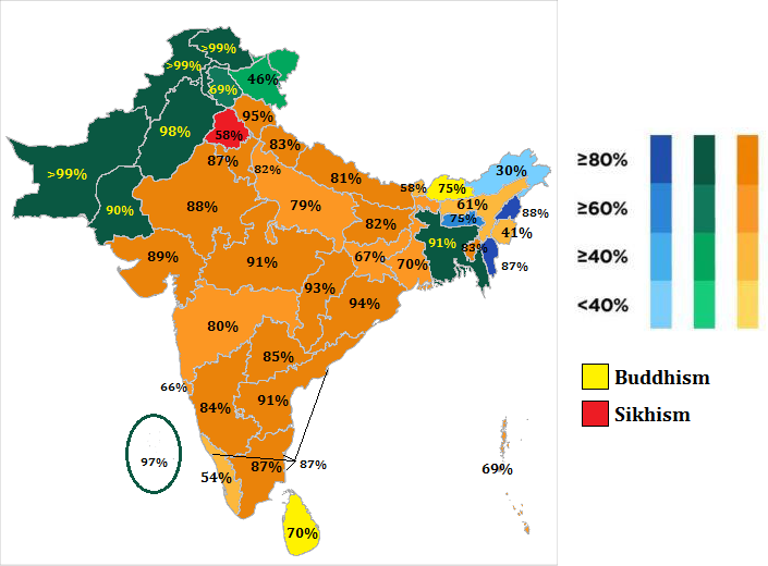 Religious Majorities of South Asia Map Religious Majorities of South Asia Map