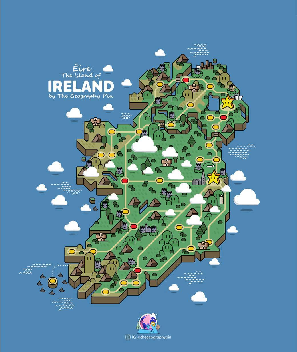 Ireland Map in Mario Style Map Ireland Map in Mario Style Map