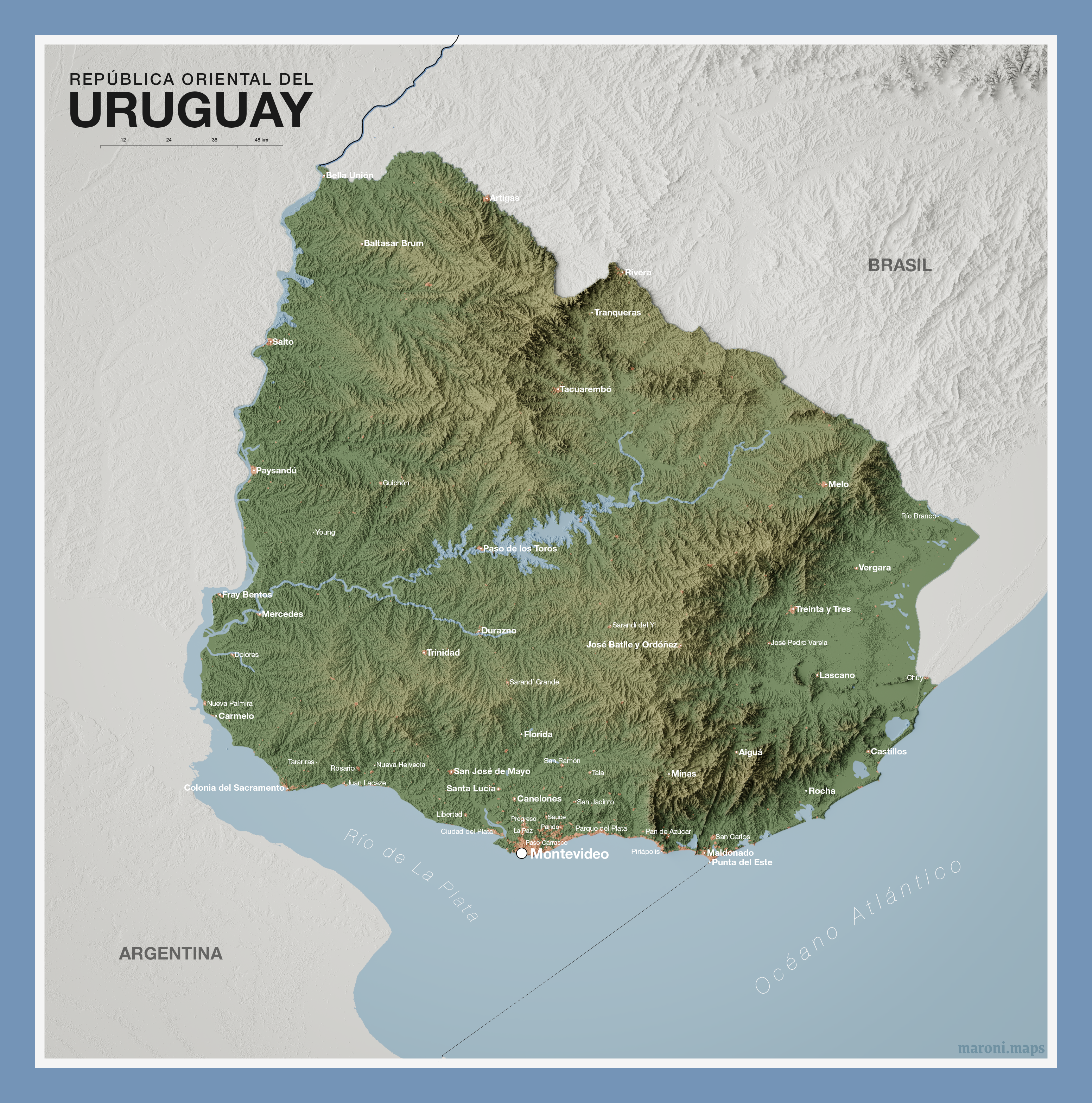 Relief Map of Uruguay Relief Map of Uruguay
