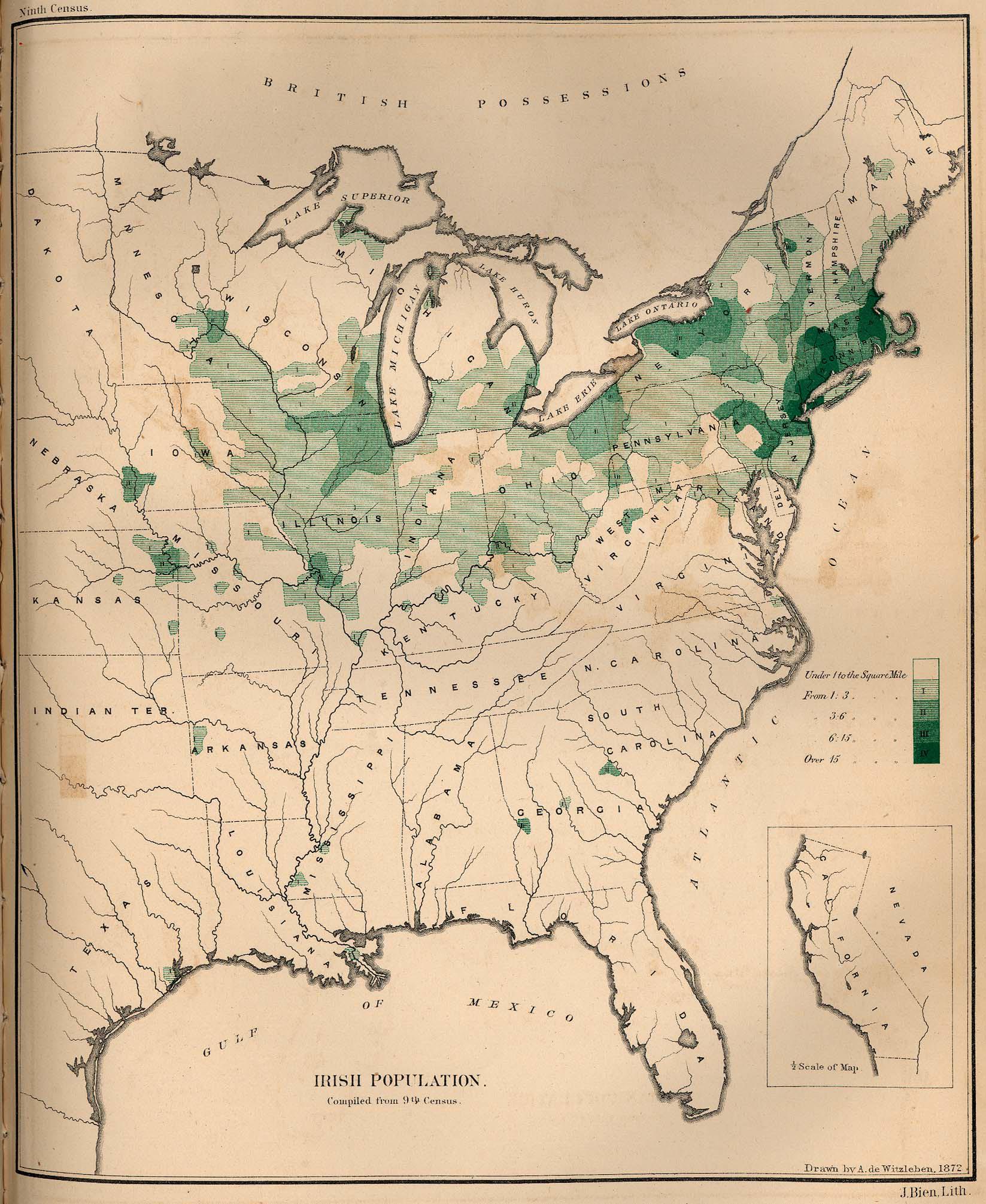 Irish Population Map of 1872 Irish Population Map of 1872