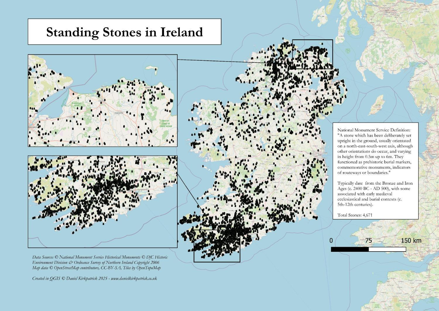 Standing Stones Distribution Map of Ireland Standing Stones Distribution Map of Ireland
