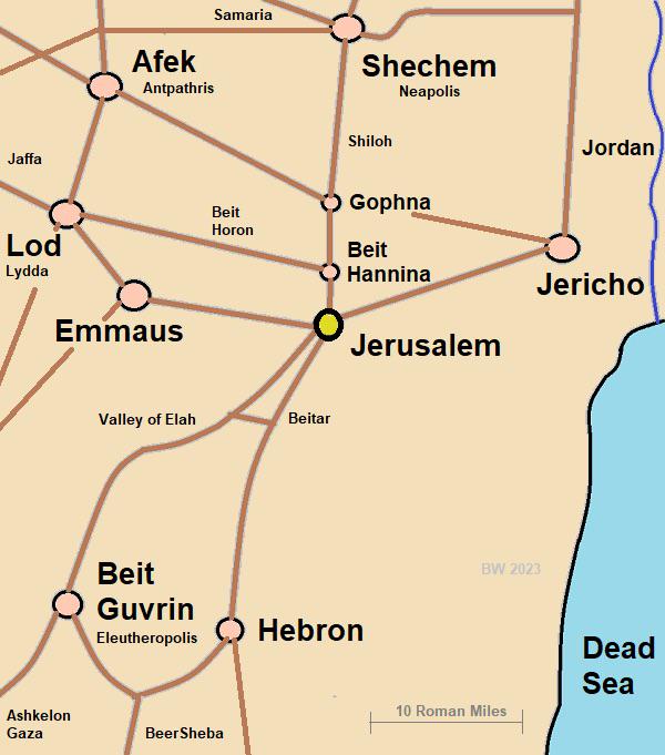Roman Roads to Jerusalem Map Roman Roads to Jerusalem Map
