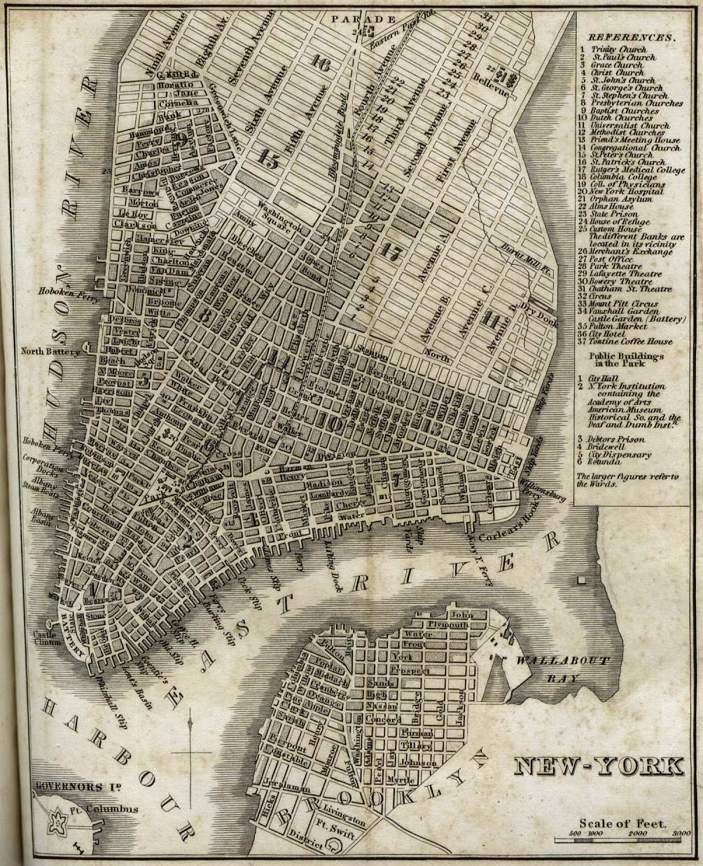 Map of New York City in 1842 Map of New York City in 1842