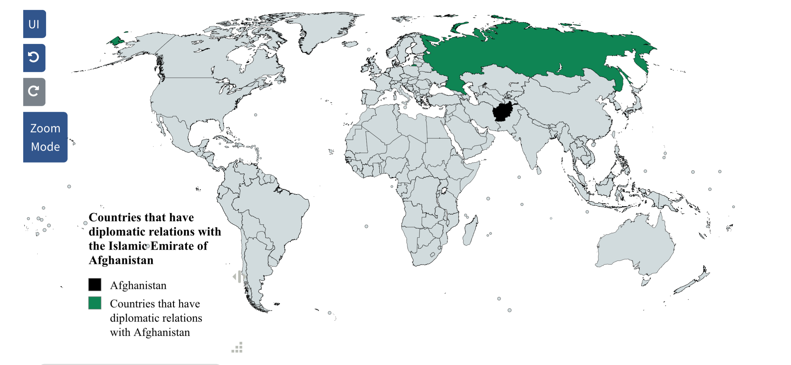 Map of Countries with Diplomatic Relations with Afghanistan Map of Countries with Diplomatic Relations with Afghanistan