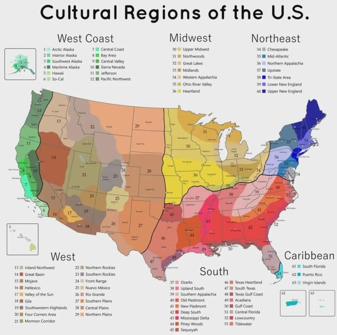 Cultural Regions of America Map Cultural Regions of America Map