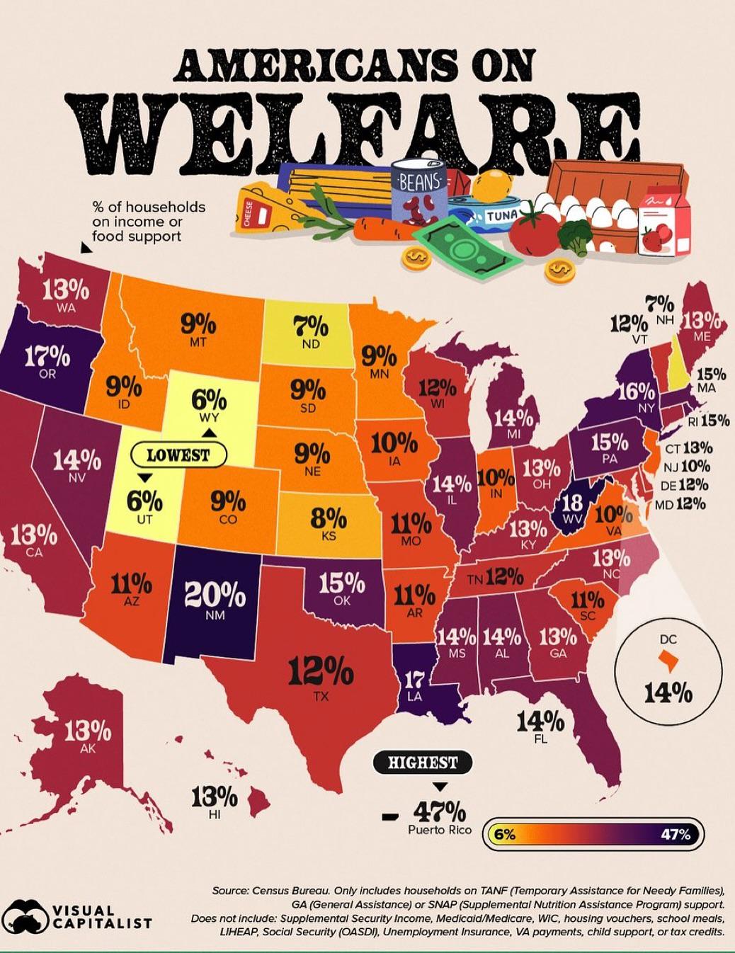 % of Households on Income or Food Support Map % of Households on Income or Food Support Map