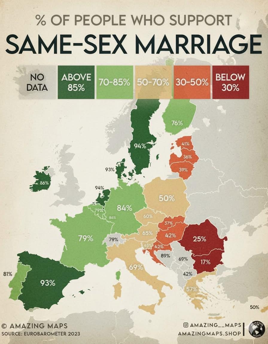 Same-Sex Marriage Support Map of Europe Same-Sex Marriage Support Map of Europe
