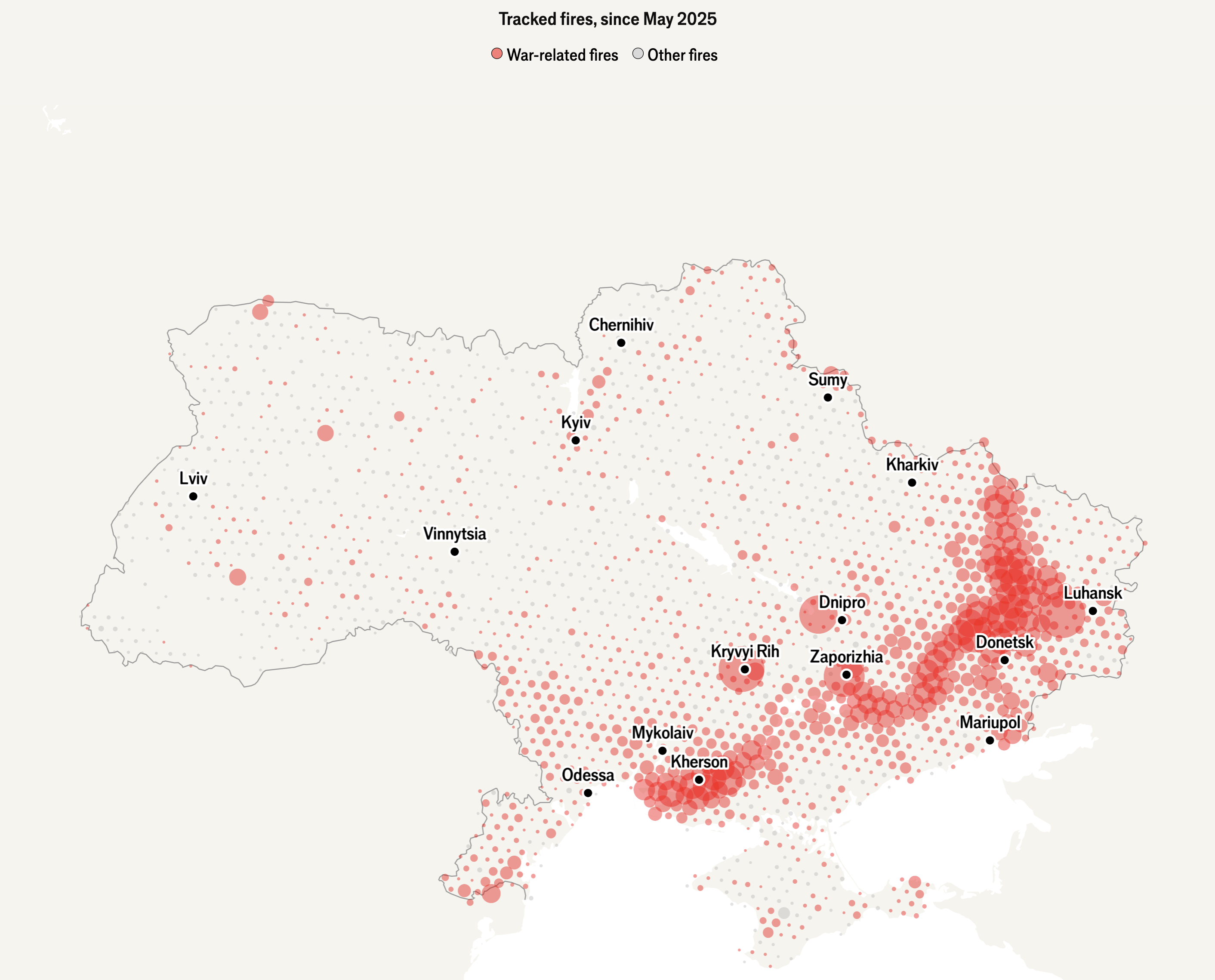 Map of Ukraine War-Related Fires Since May 2025 Map of Ukraine War-Related Fires Since May 2025